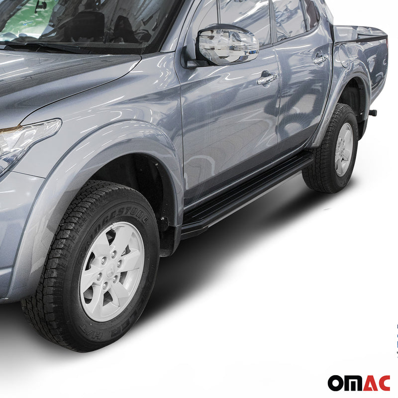 Trittbretter Seitenschweller für Mitsubishi L200 2006-2015 TÜV Alu Schwarz ABE