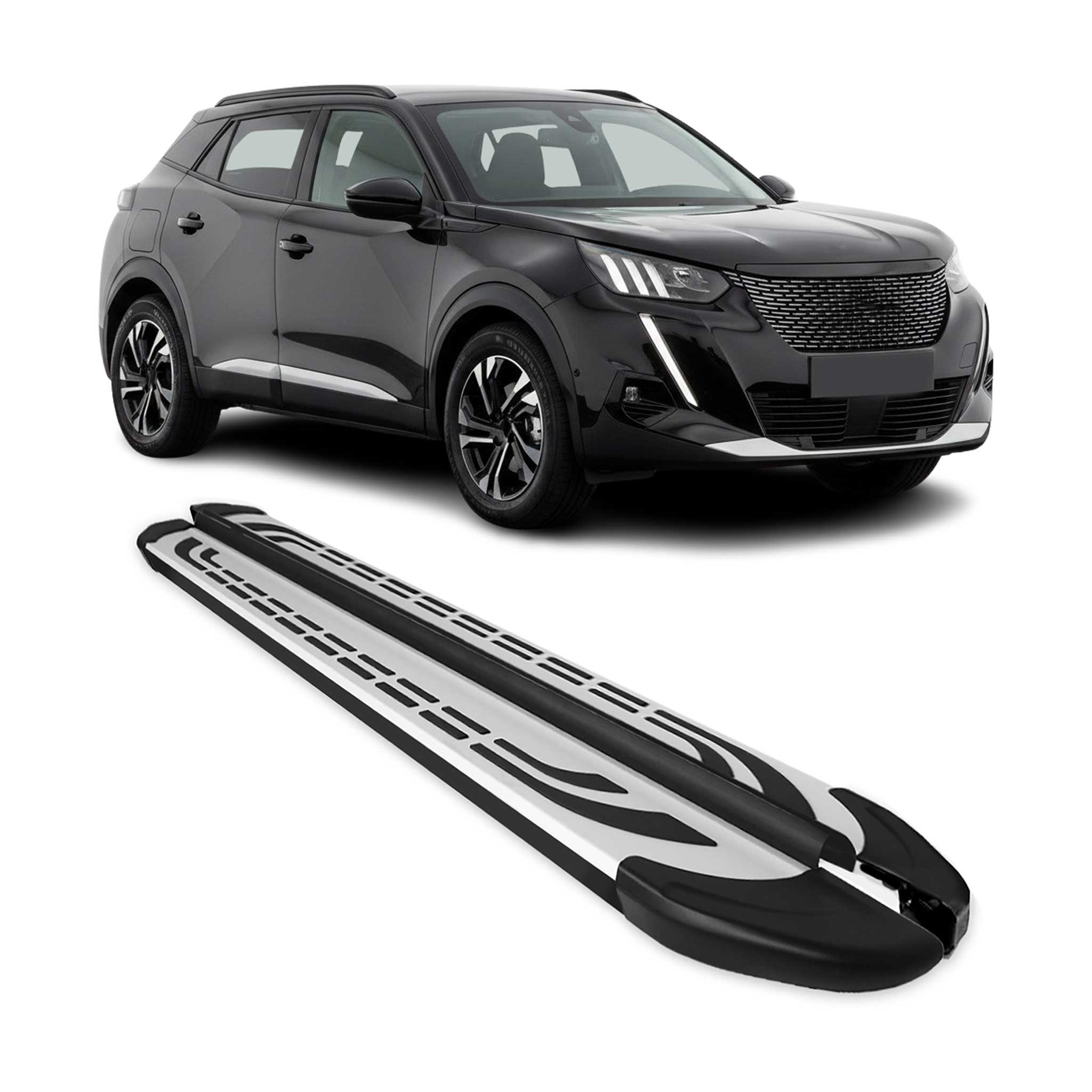 Trittbretter Seitenschweller Seitenbretter für Peugeot 2008 2019-26 Alu Schwarz