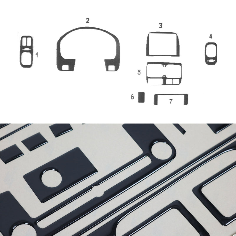 Innenraum Dekor Cockpit für Nissan Navara D22 2001-2004 Piano Schwarz Optik 7tlg