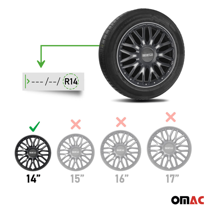 Sparco Radkappen 14 Zoll Roma Grau Schwarz 4tlg