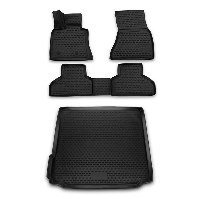 Fußmatten & Kofferraumwanne Set für BMW X5 F15 F85 2013-2018 Gummi Schwarz 5x