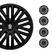 Radkappen Radzierblenden Sparco Bergamo 16" Zoll Auto Abdeckung Set Schwarz 4x