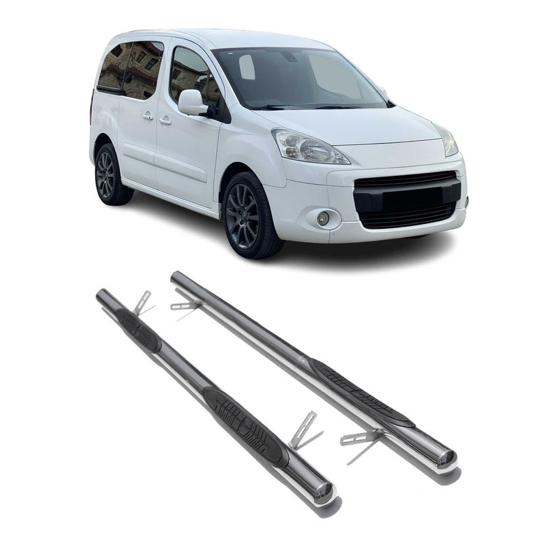 Stahl Trittbretter Schwellerrohre für Peugeot Partner Tepee L1 2008-2018 Silber