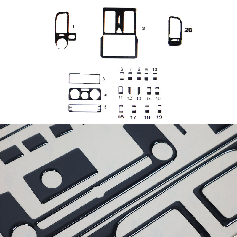 Innenraum Dekor Cockpit für VW Polo 1997-2001 Piano Schwarz Optik 20 tlg