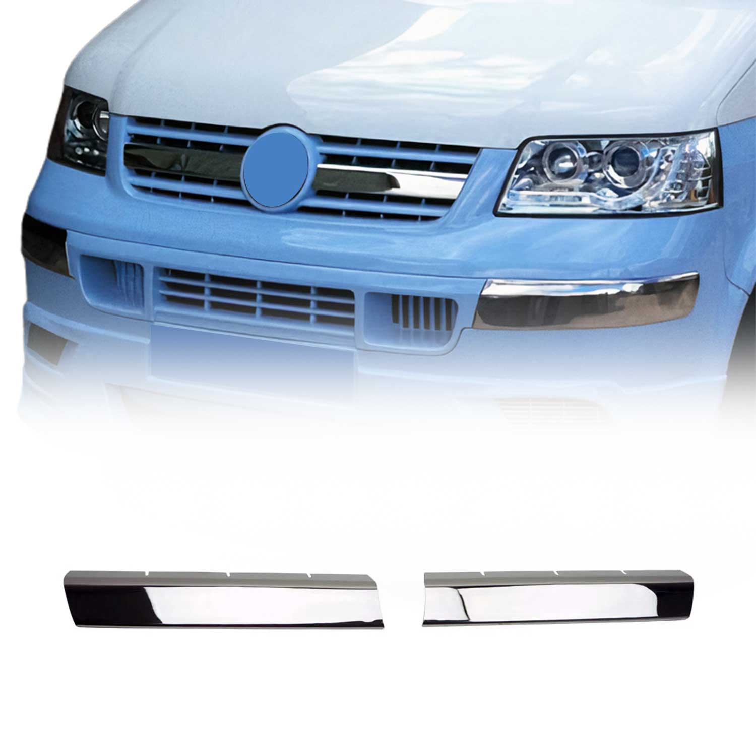 Kühlergrill Leisten Grillleisten für VW T5 2003-2010 Edelstahl Chrom 2tlg