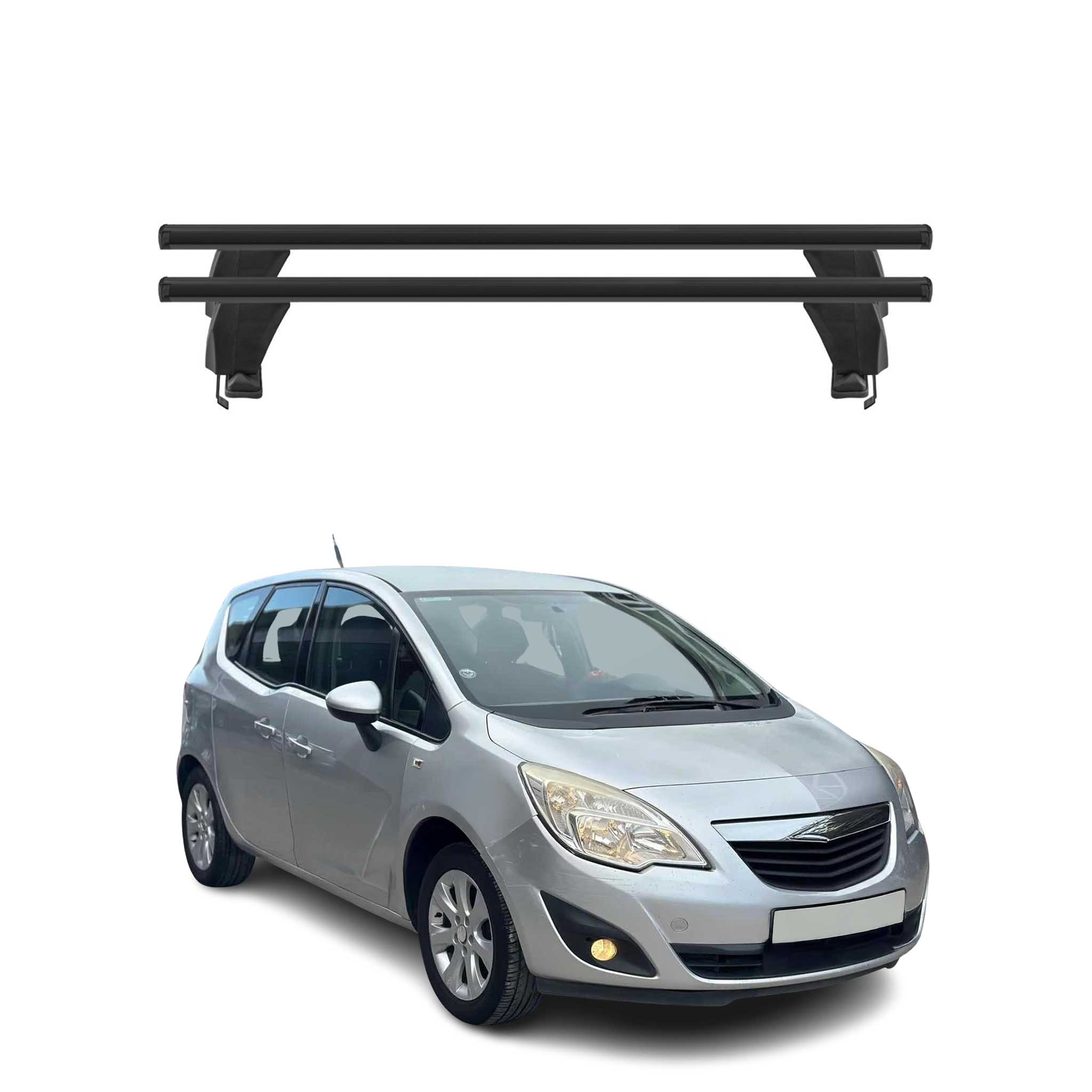 Menabo Dachträger Grundtäger für Opel Meriva 2010-2017 50kg Alu Schwarz 2 tlg