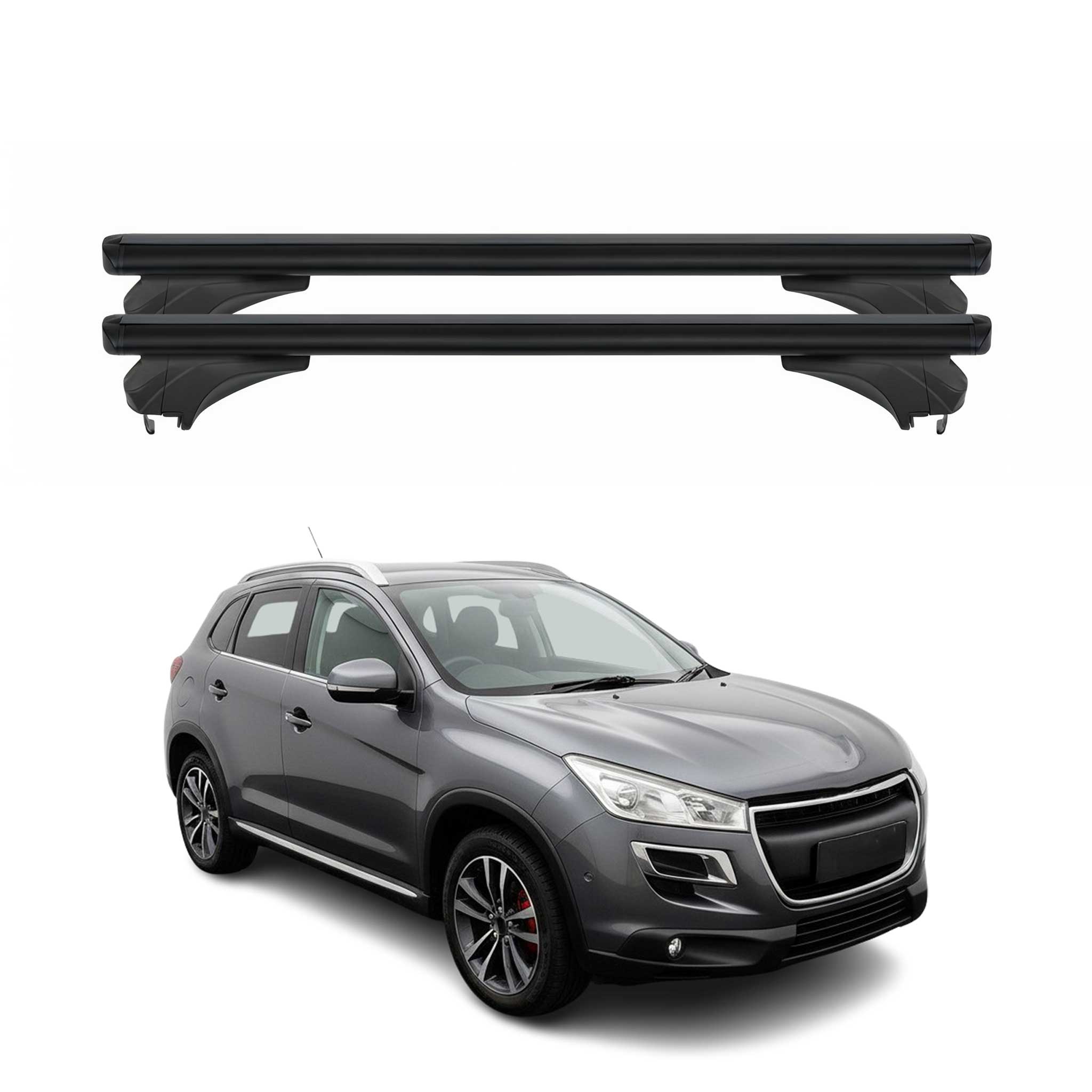 Menabo Dachträger Grundtäger für Peugeot 4008 2012-2017 Aluminium Schwarz 2 tlg