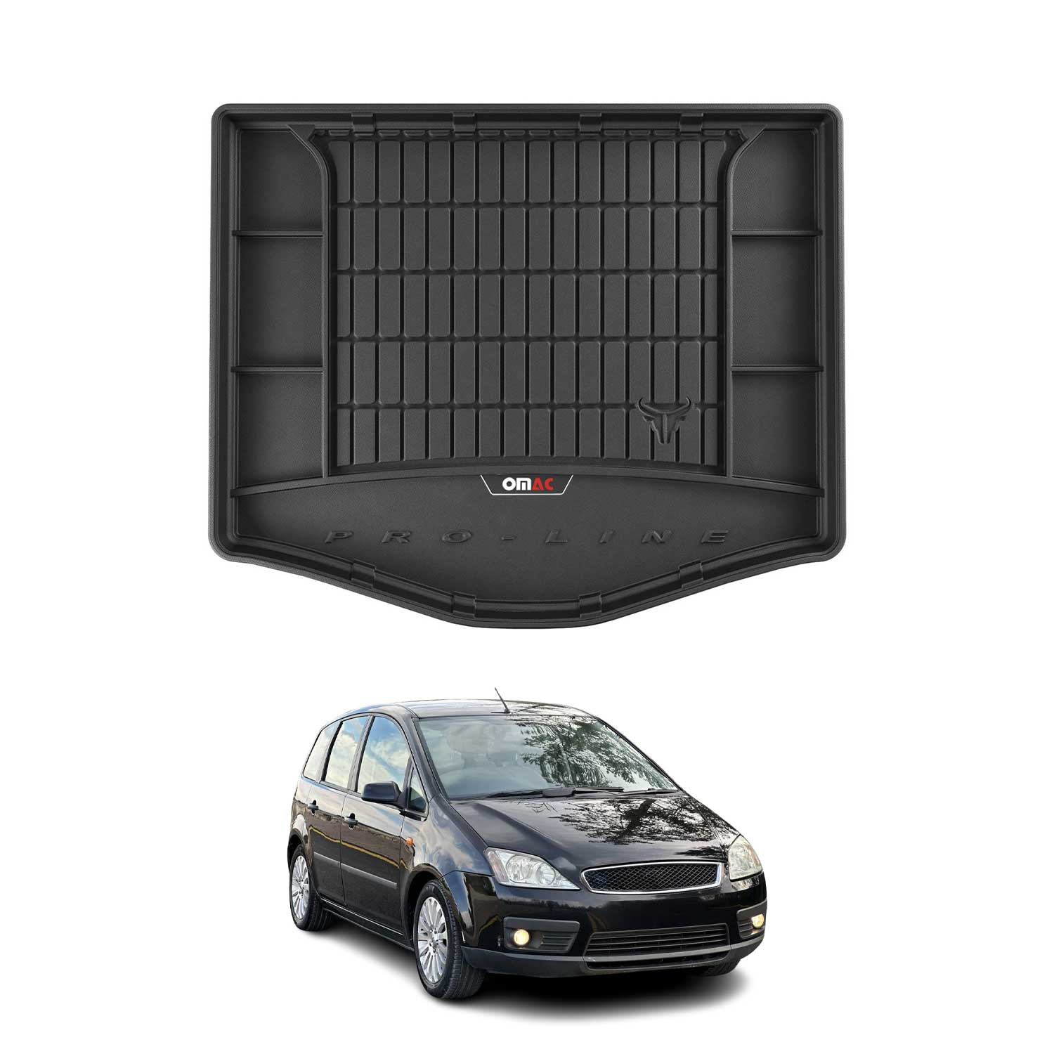OMAC Gummi Kofferraumwanne für Ford C-Max 2003-2010 TPE Laderaumwanne Schwarz