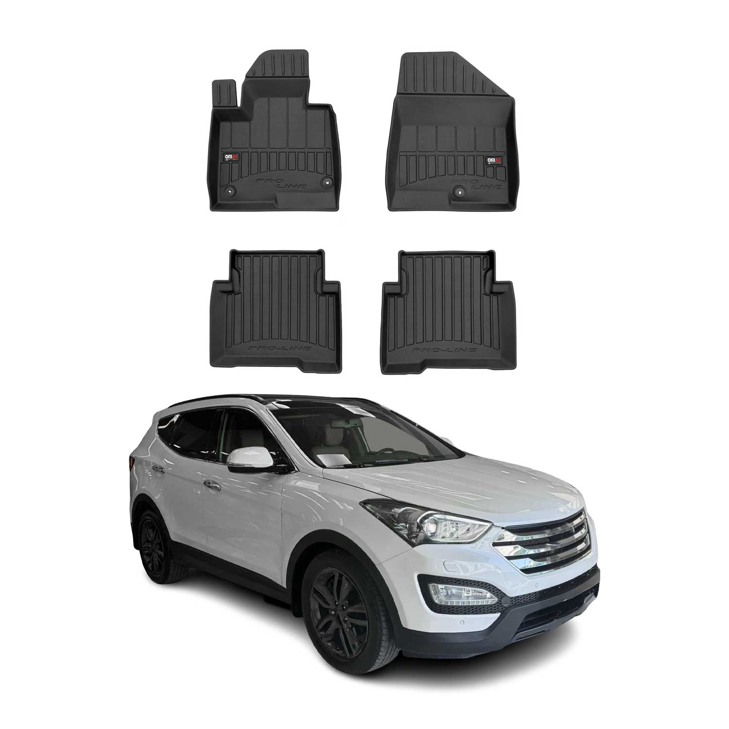 OMAC Gummi Fußmatten für Hyundai Santa Fe 2012-2018 Premium Gummi Schwarz 4tlg