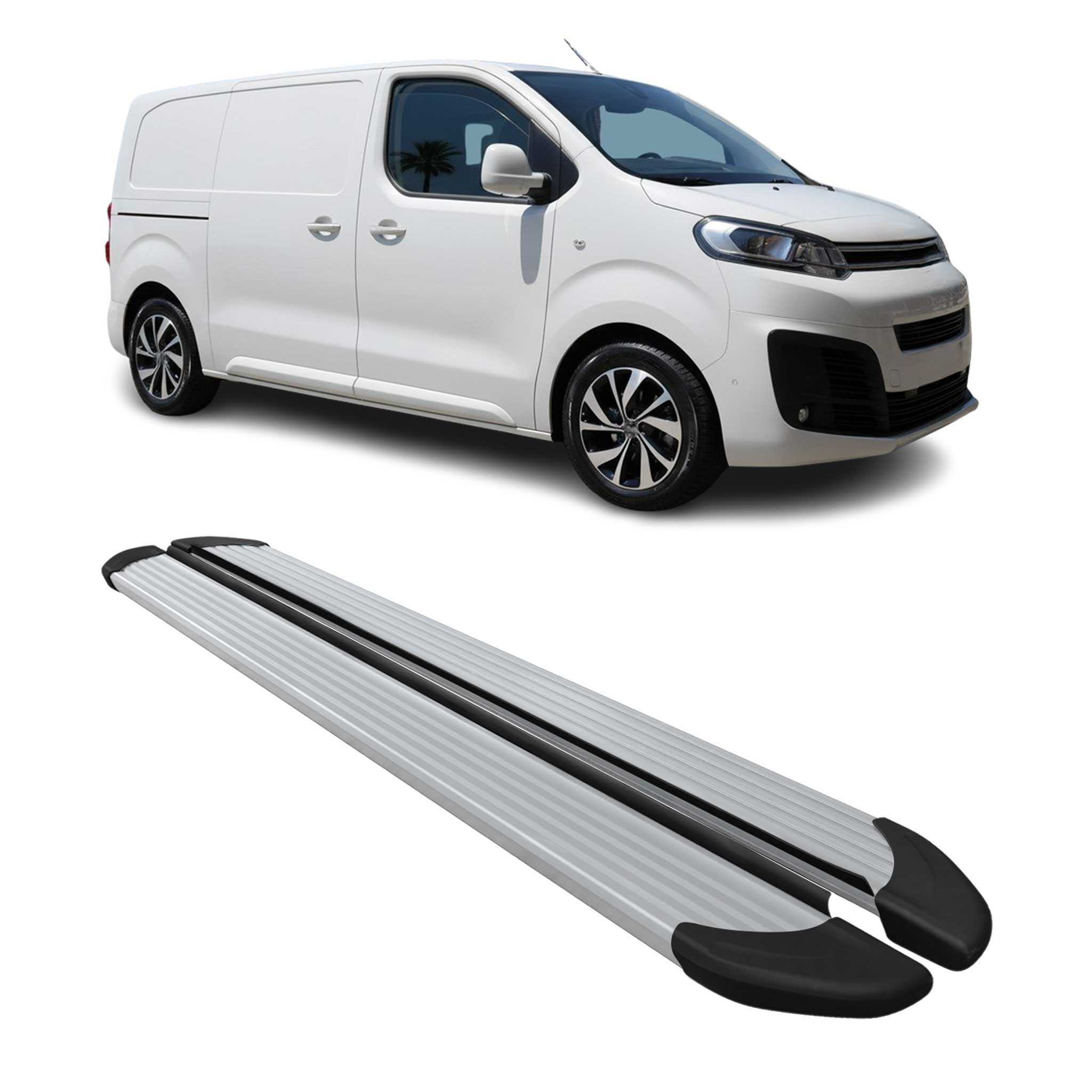 Seitenschweller Trittbretter Schweller für Citroen Jumpy 2016-2026 L1 Alu Grau