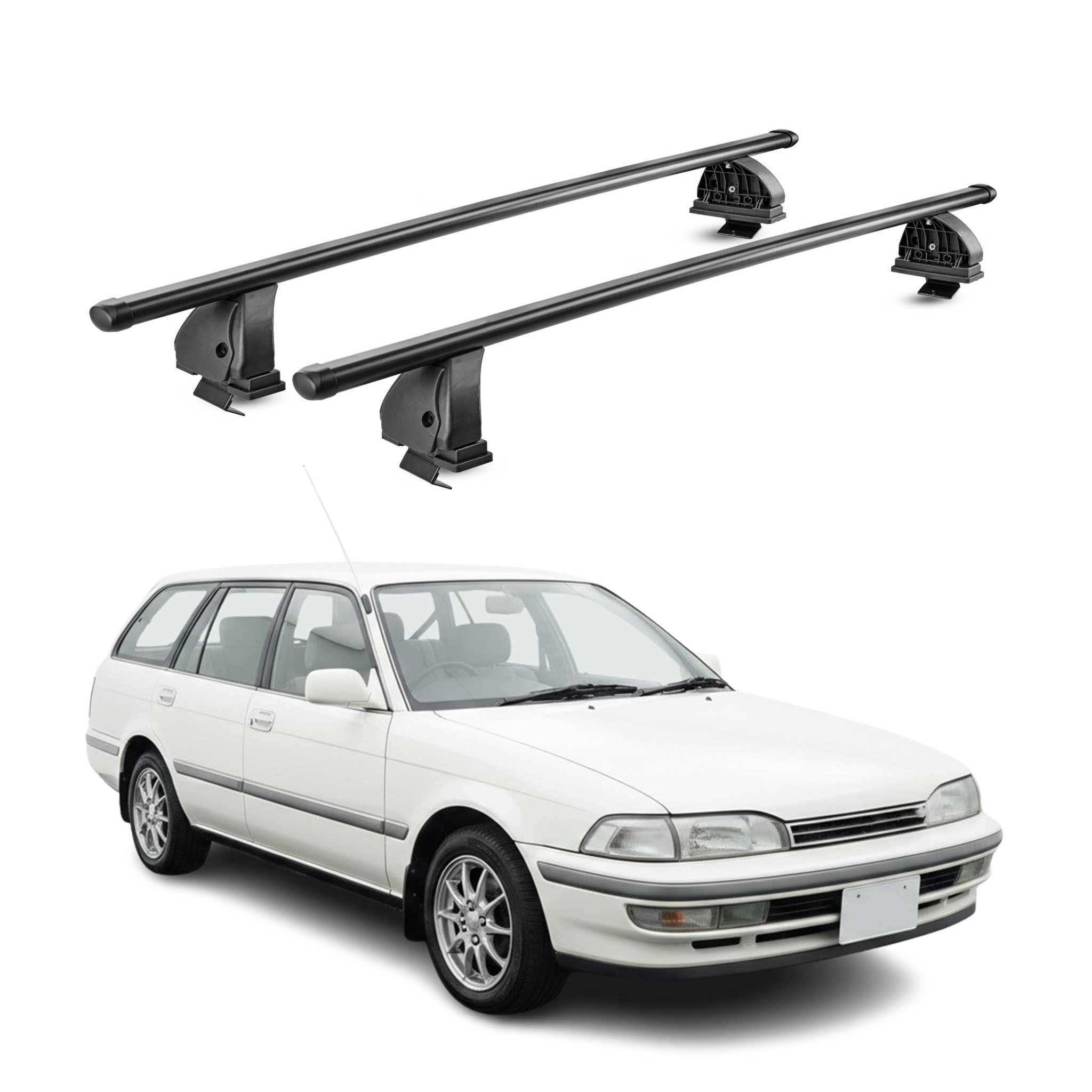 Stahl Dachträger für Toyota Carina T17 Kombi 1988-1992 TÜV 75 kg 2tlg Schwarz