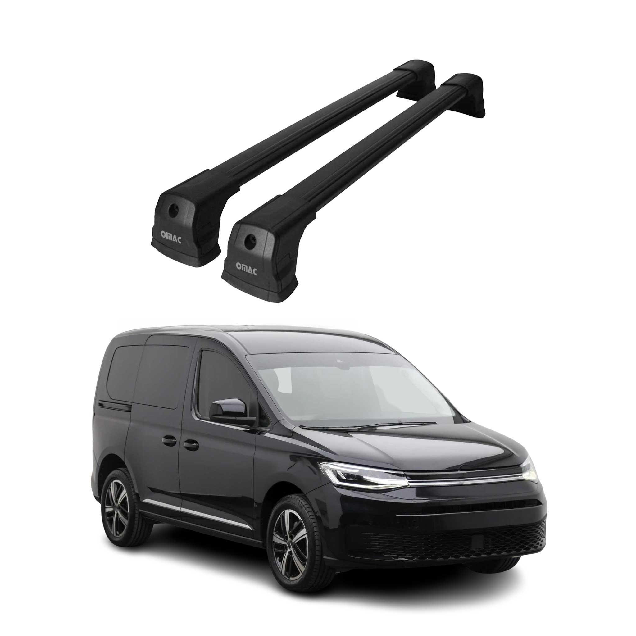 Dachträger Grundtäger für VW Caddy 2020-2026 75kg Aluminium Schwarz 2 tlg