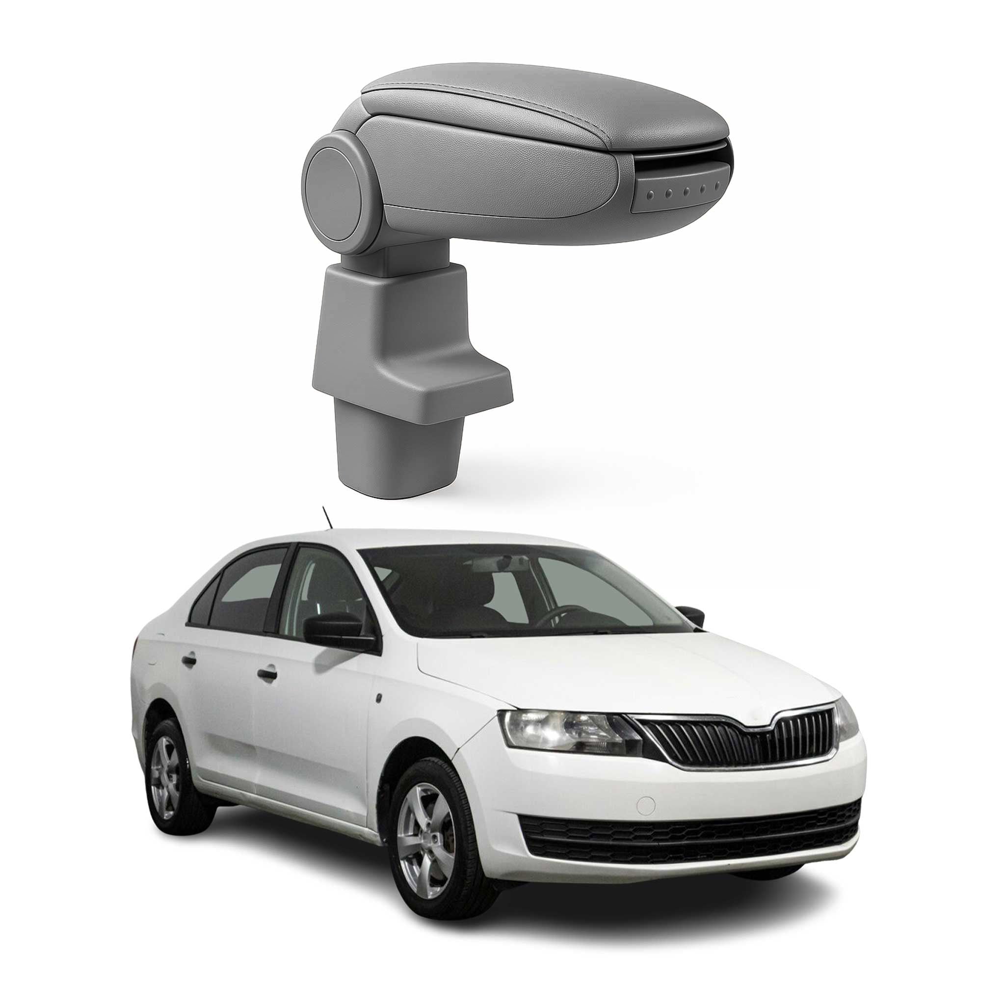 Mittelarmlehne Armlehne für Skoda Rapid Limo 2012-2019 PU-Leder ABS Grau