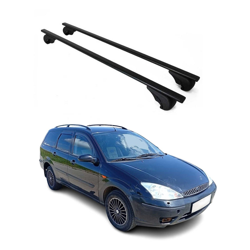 Dachträger Grundtäger für Ford Focus Turnier 1998-2005 75kg Metall Schwarz 2 tlg