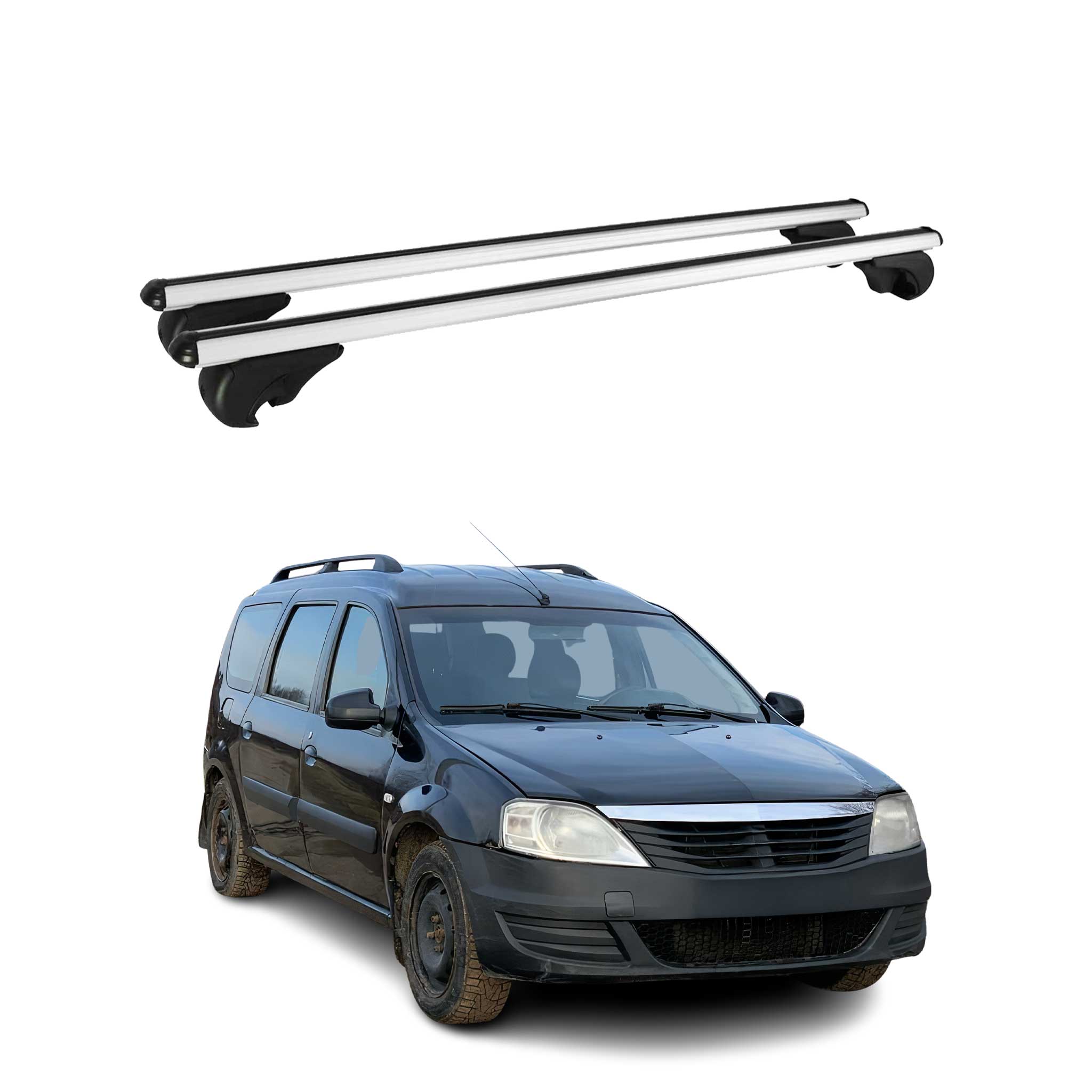 Dachträger Grundtäger für Dacia Logan mk1 2008-2012 FL 75kg Alu Silber 2 tlg