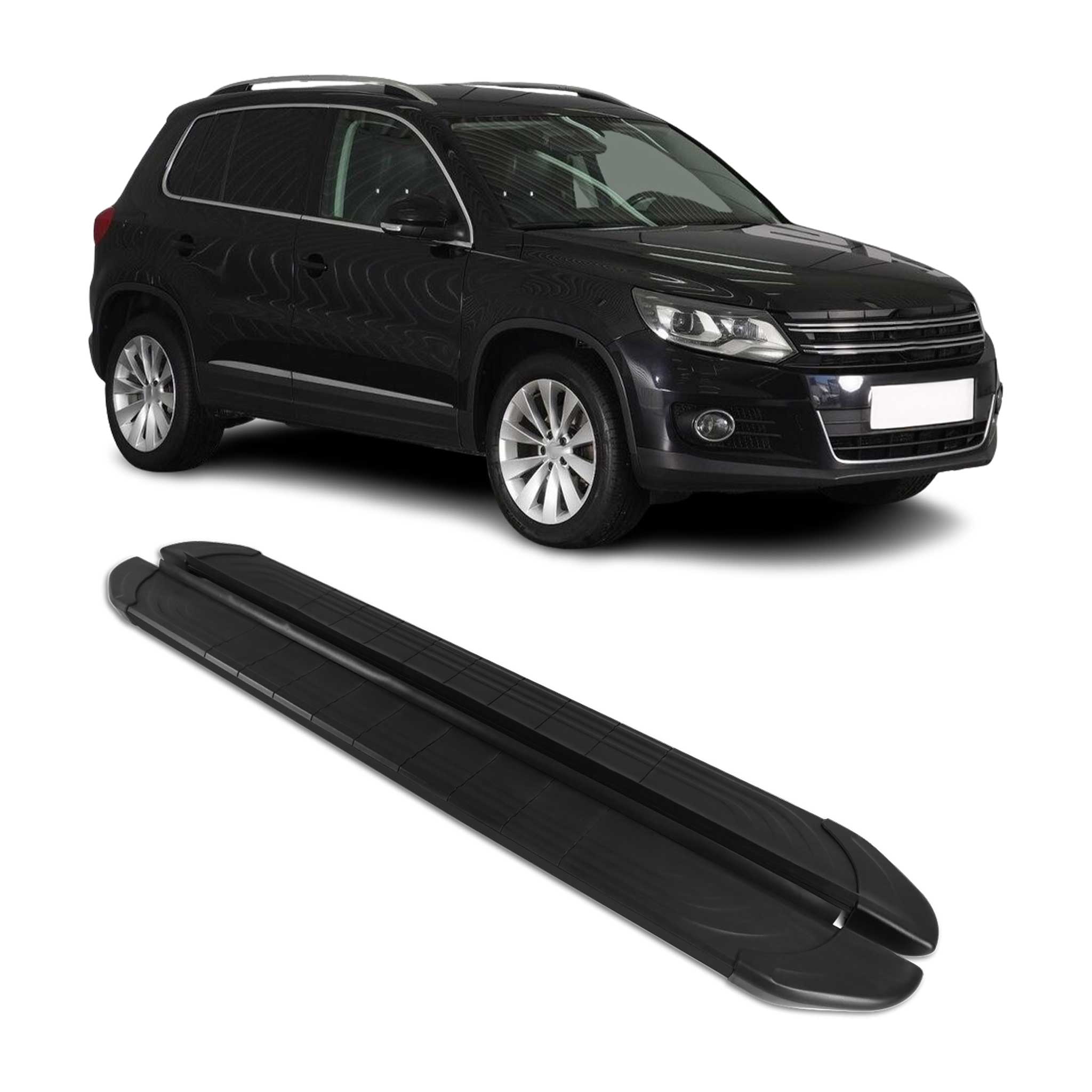 Trittbretter Seitenschweller für VW Tiguan 2007-2016 Aluminium Schwarz 2tlg