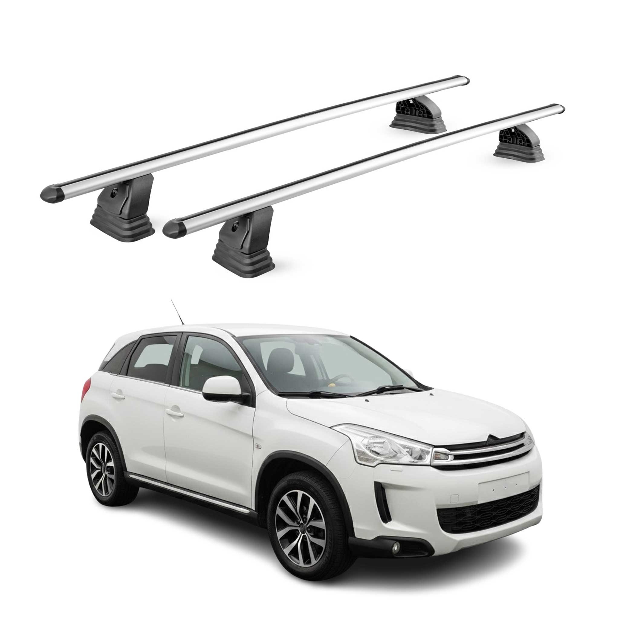 Alu Dachträger für Citroen C4 Aircross 2012-2017 TÜV T-Nut 75 kg 2tlg Silber