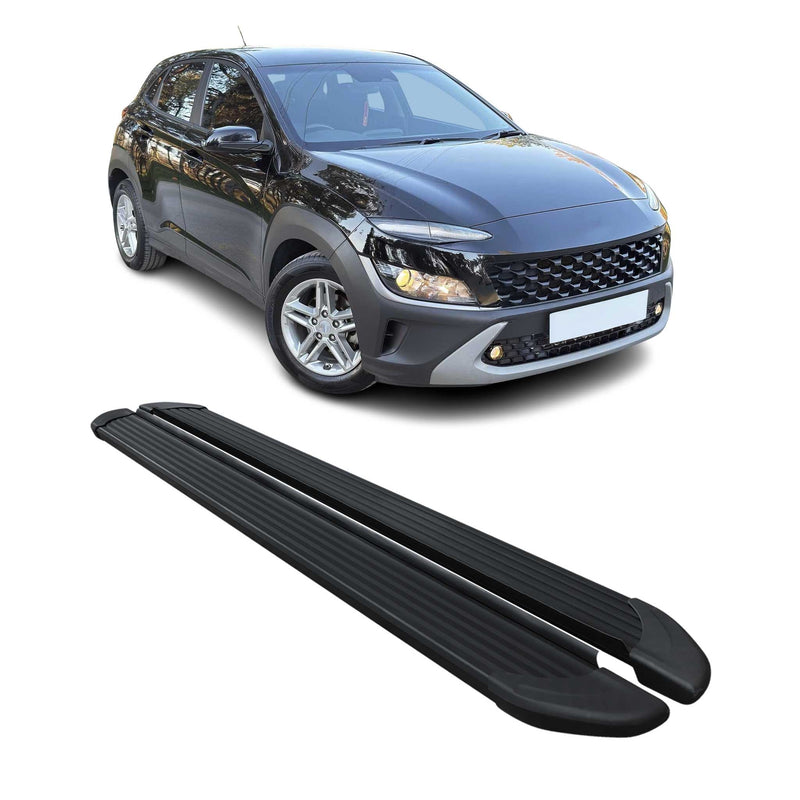 Seitenschweller Trittbretter Schweller für Hyundai Kona 2018-2025 Alu Schwarz