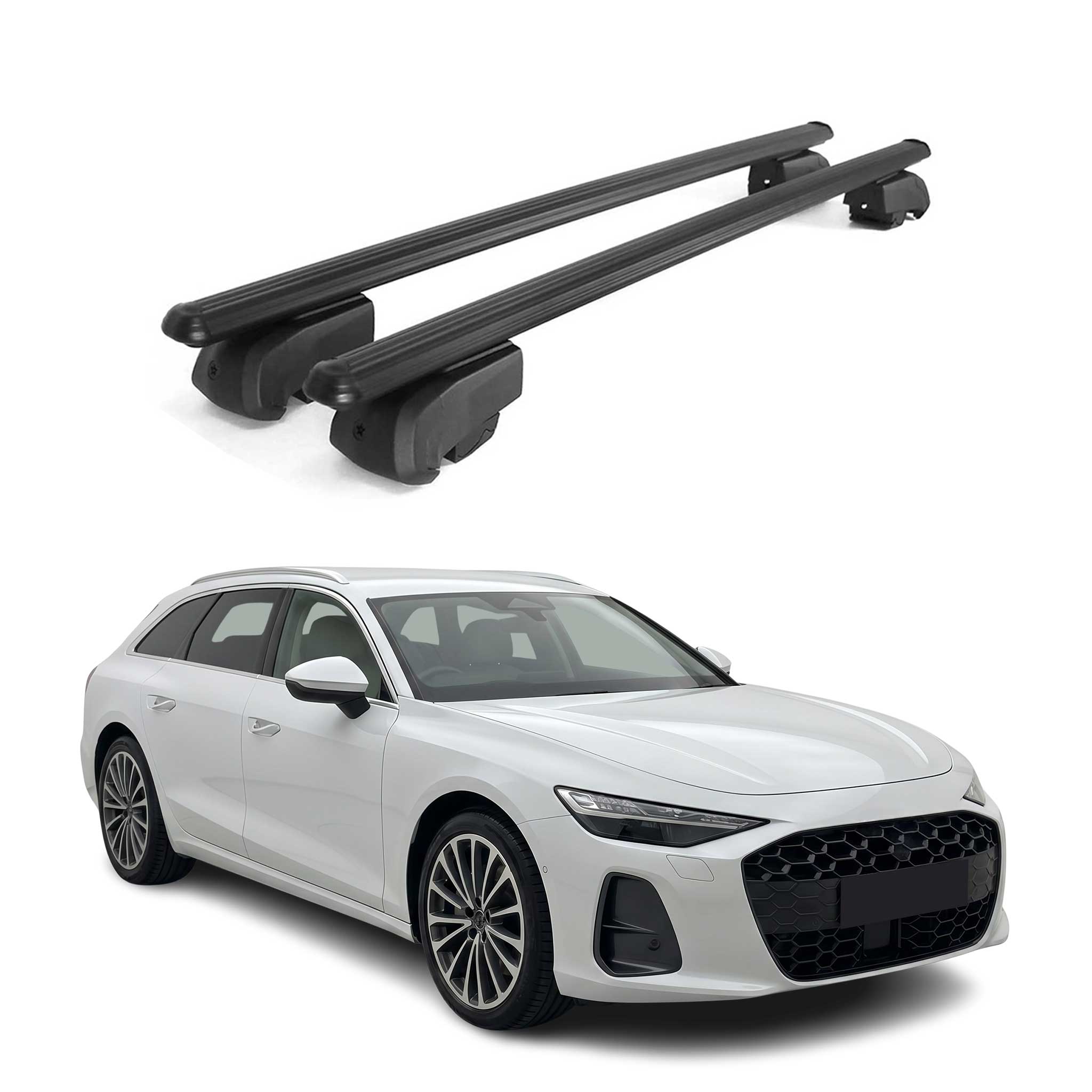 Dachträger Grundtäger für Audi A6 C9 Avant 2025-2026 75kg Alu Schwarz 2 tlg