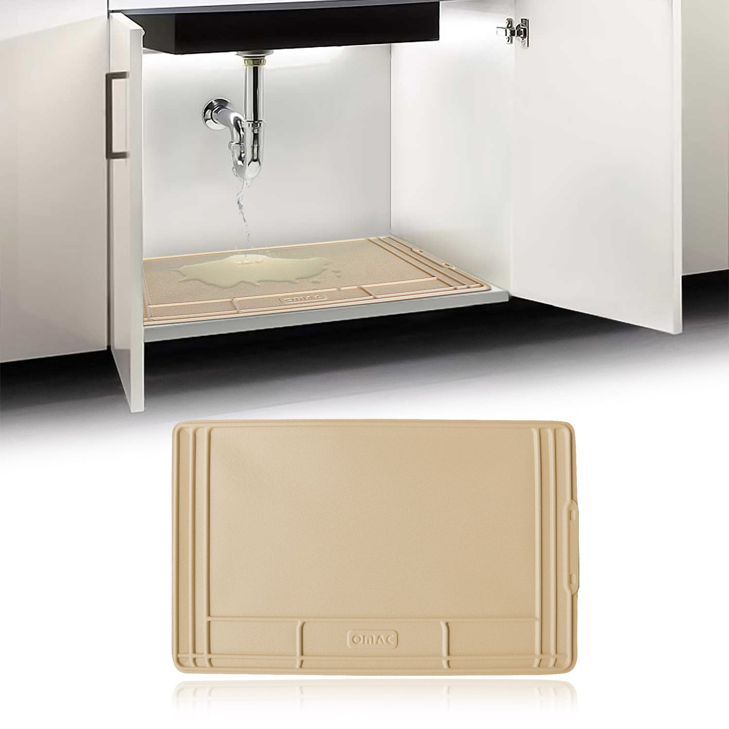 Wasserschutzmatte Spülenschrank Ecke Schutz Unterschrankausstattung TPE Beige