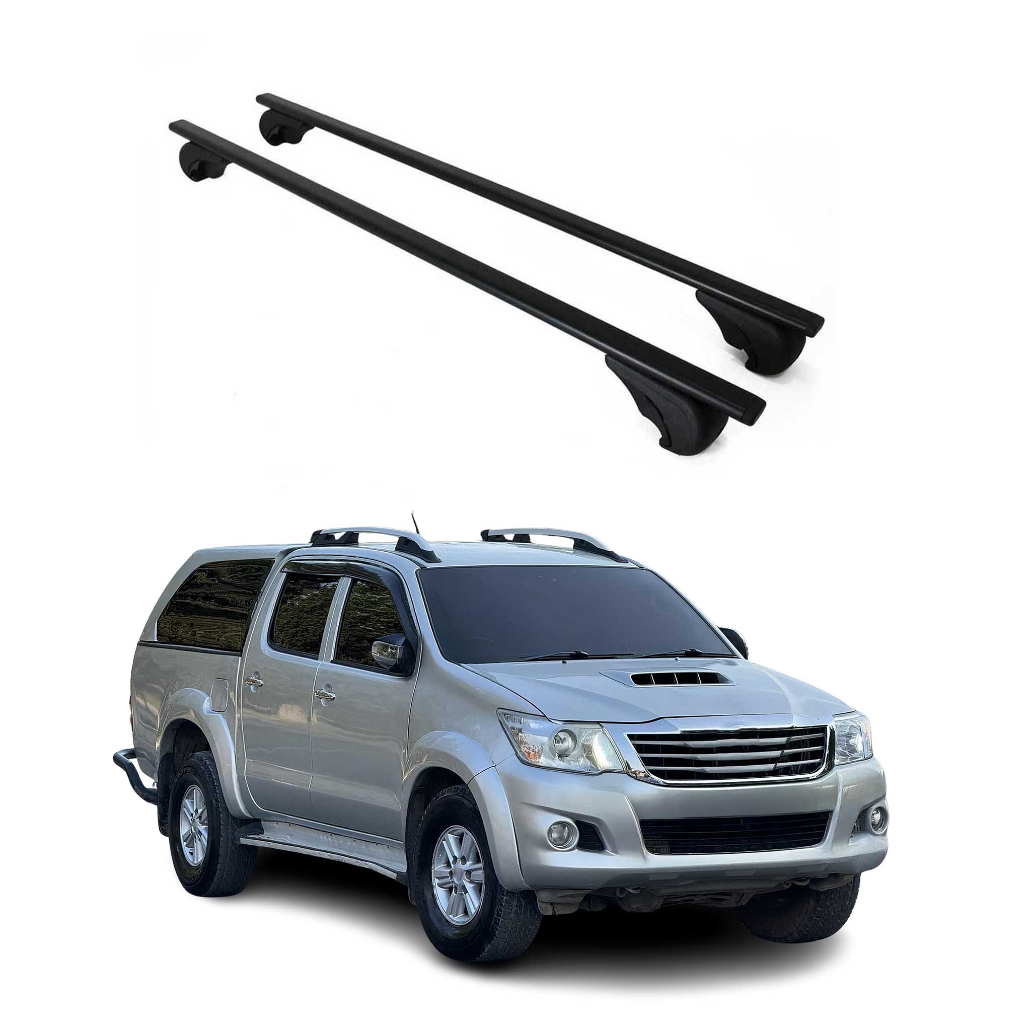Dachträger Grundtäger für Toyota Hilux N10 2005-2015 75kg Metall Schwarz 2 tlg