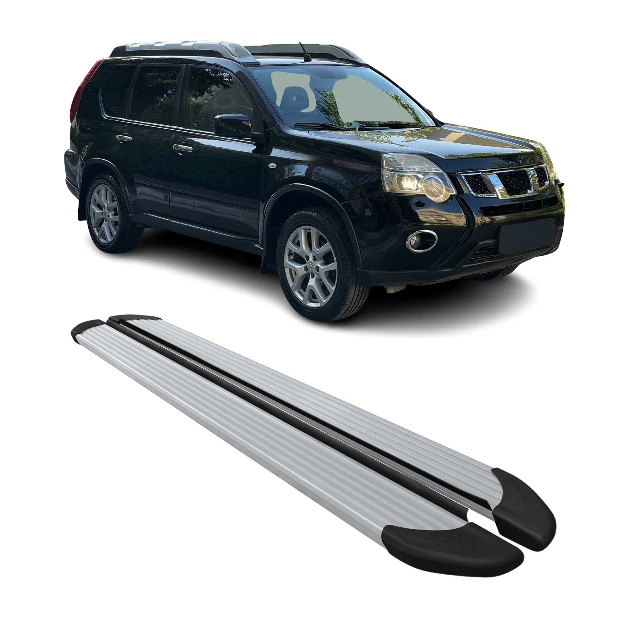 Seitenschweller Trittbretter Schweller für Nissan X-Trail 2007-2014 Alu Grau