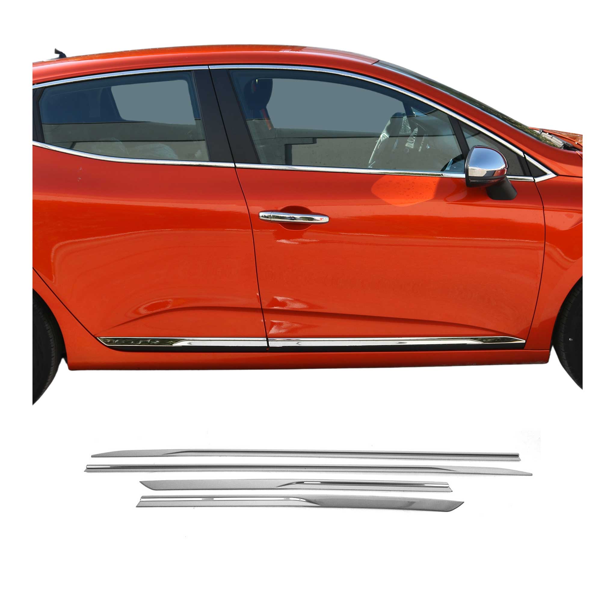 Seitentürleiste Türleisten Türschutzleiste für Renault Clio 2019-2021 Chrom 4x