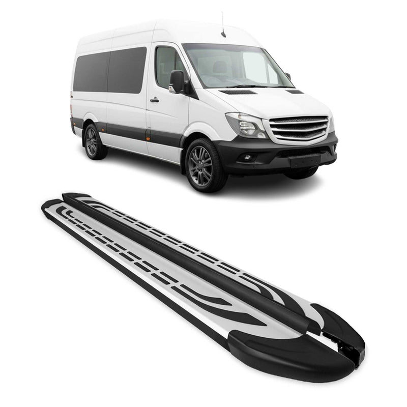 Trittbretter Seitenschweller für Mercedes Sprinter W906 2006-2018 L2 Schwarz Alu