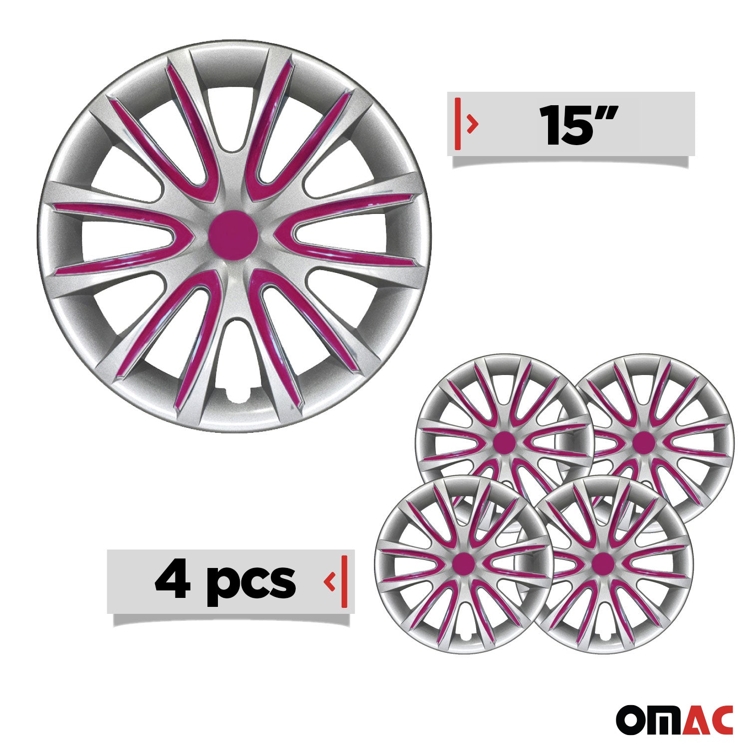 4x Radkappen Radzierblenden Radblenden 15" Zoll Stahlfelgen Grau Lila