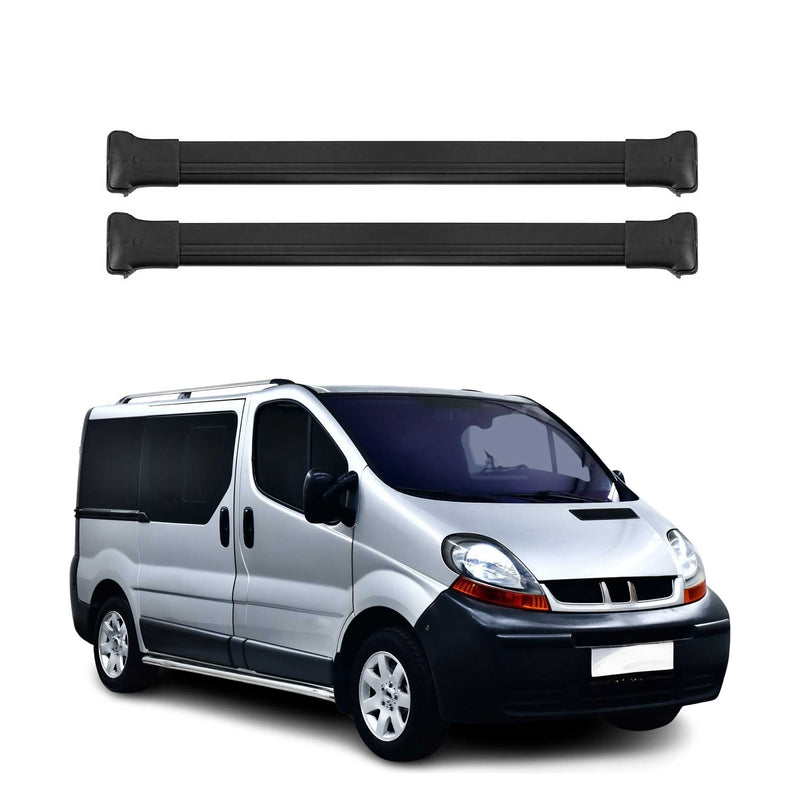 Dachträger Grundtäger für Renault Trafic mk2 2001-2014 75kg Alu Schwarz 2tlg