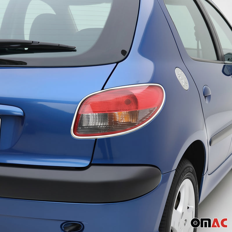Rücklicht Leisten Heckleuchte für Peugeot 206 1998-2009 Chrom ABS Silber 2tlg