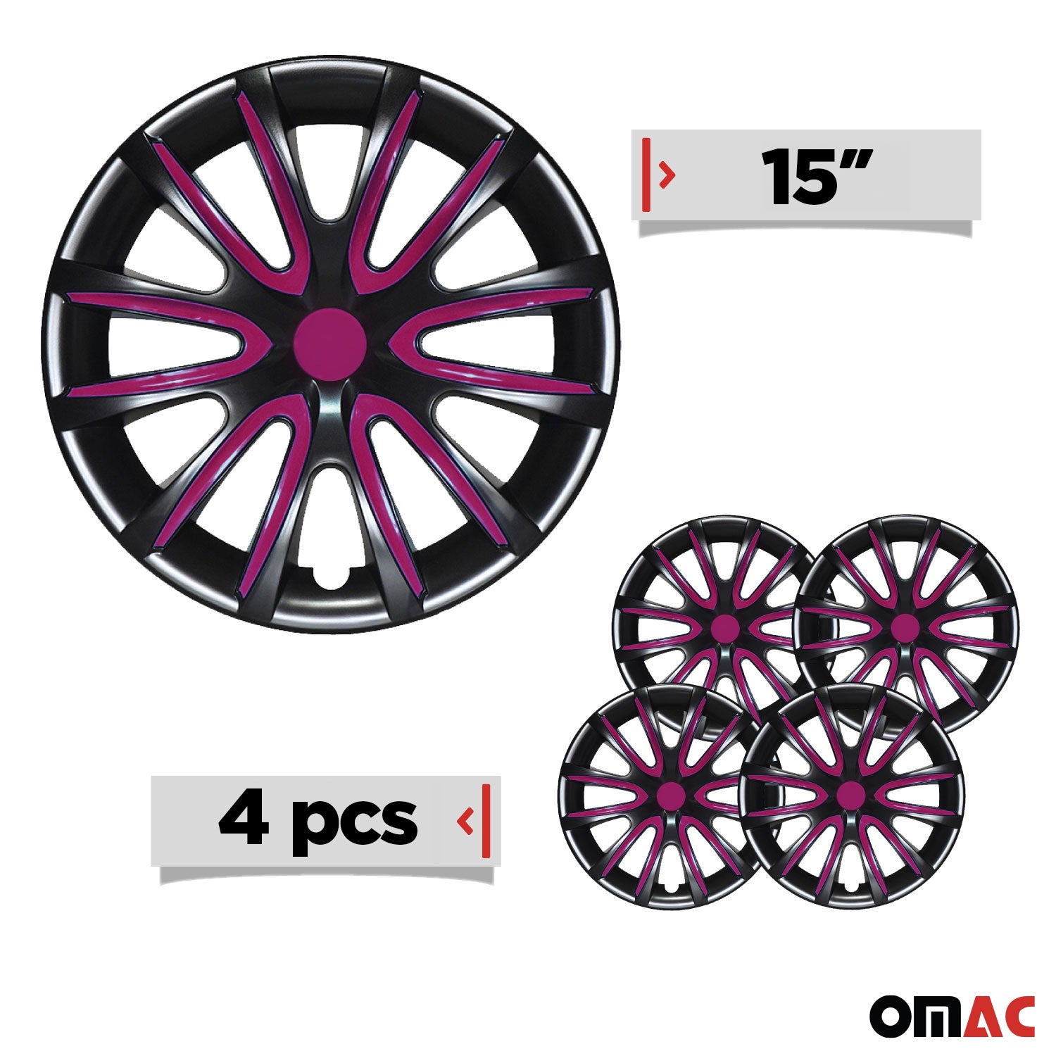 Radkappen Radzierblenden Radblenden 15" Zoll Stahlfelgen Schwarz Lila 4x