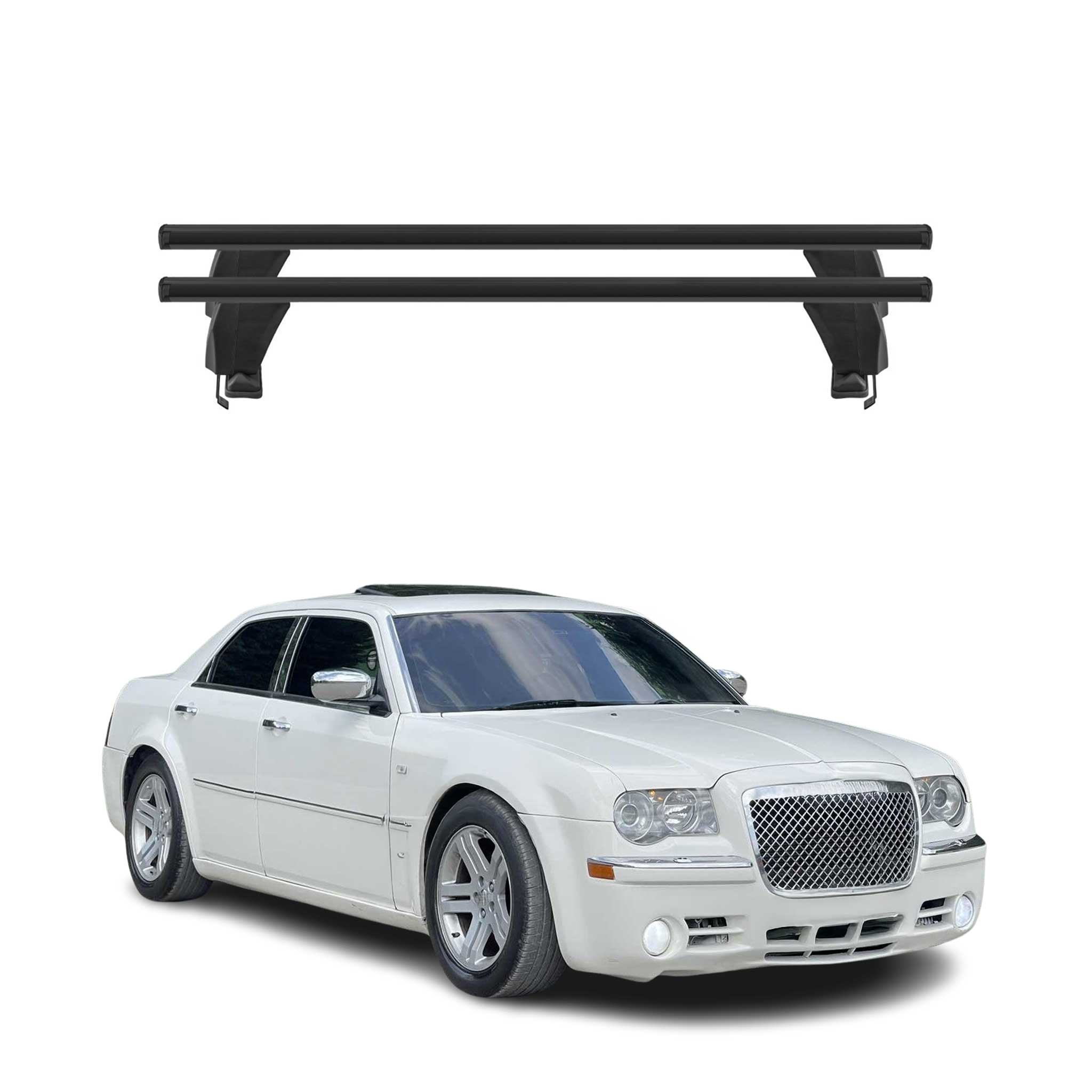 Menabo Dachträger Grundtäger für Chrysler 300C 2005-2010 50kg Alu Schwarz 2 tlg