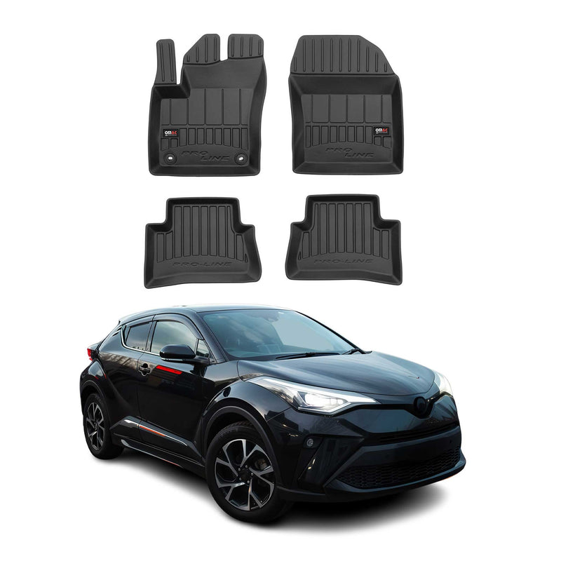 OMAC Gummi Fußmatten für Toyota C-HR 2016-2024 Premium TPE Automatten Schwarz 4x