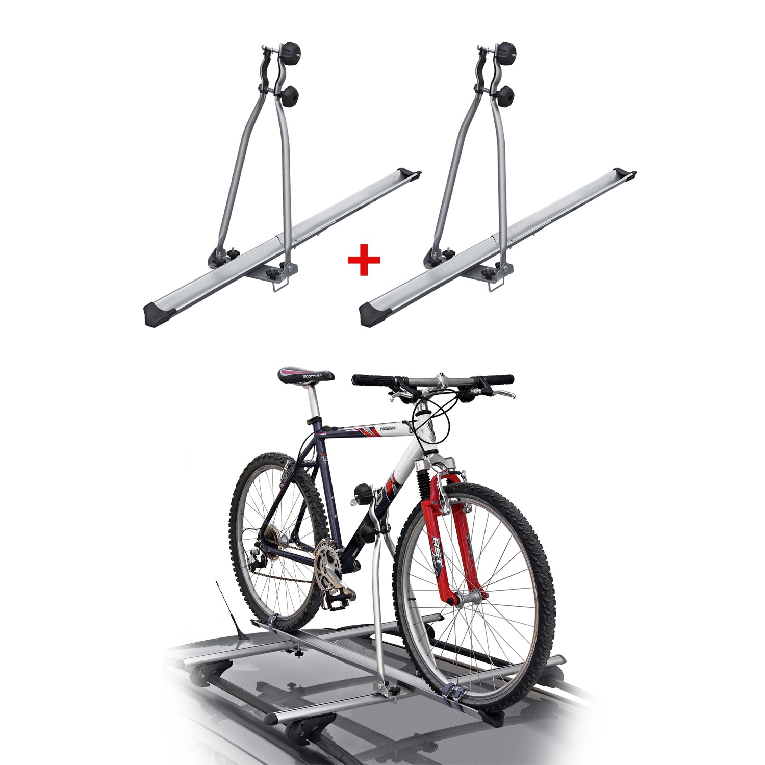 Menabo Fahrradträger Huggy Dachfahrradträger für Fahrrad bis 15kg ABE Stahl 2tlg