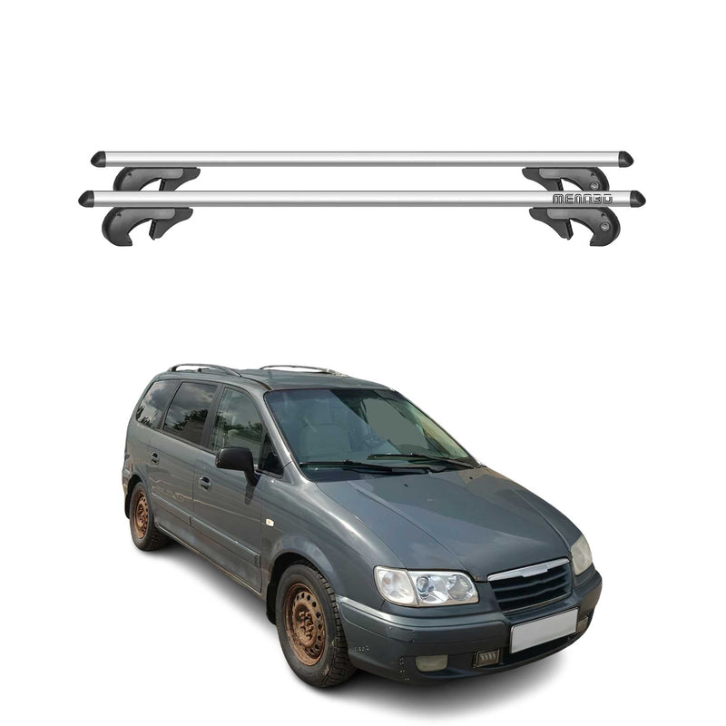 Menabo Dachträger Grundtäger für Hyundai Trajet 1999-2008 90kg Alu Silber 2 tlg