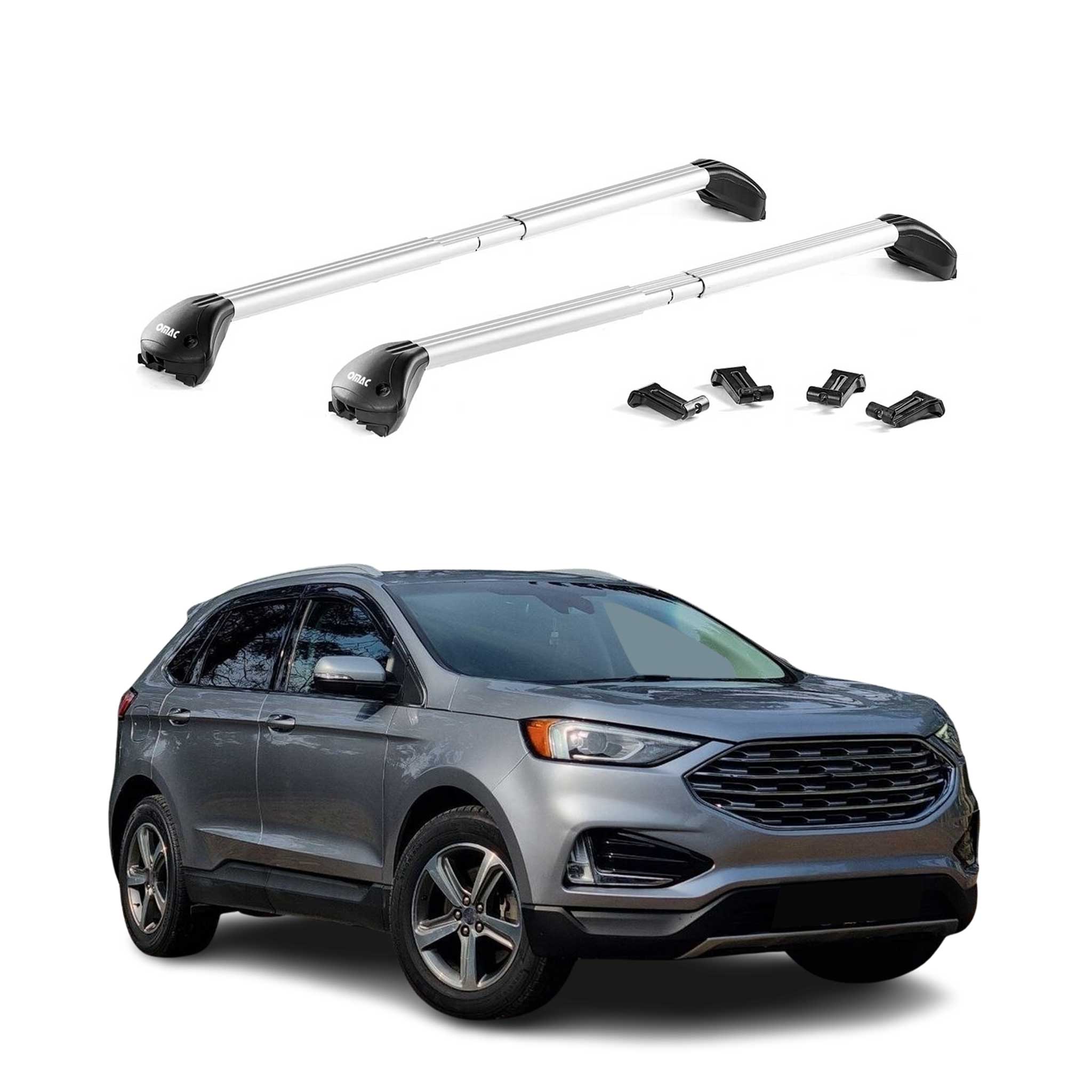 Dachträger Grundtäger für Ford Edge 2016-2021 100kg Aluminium Silber 2x ABE