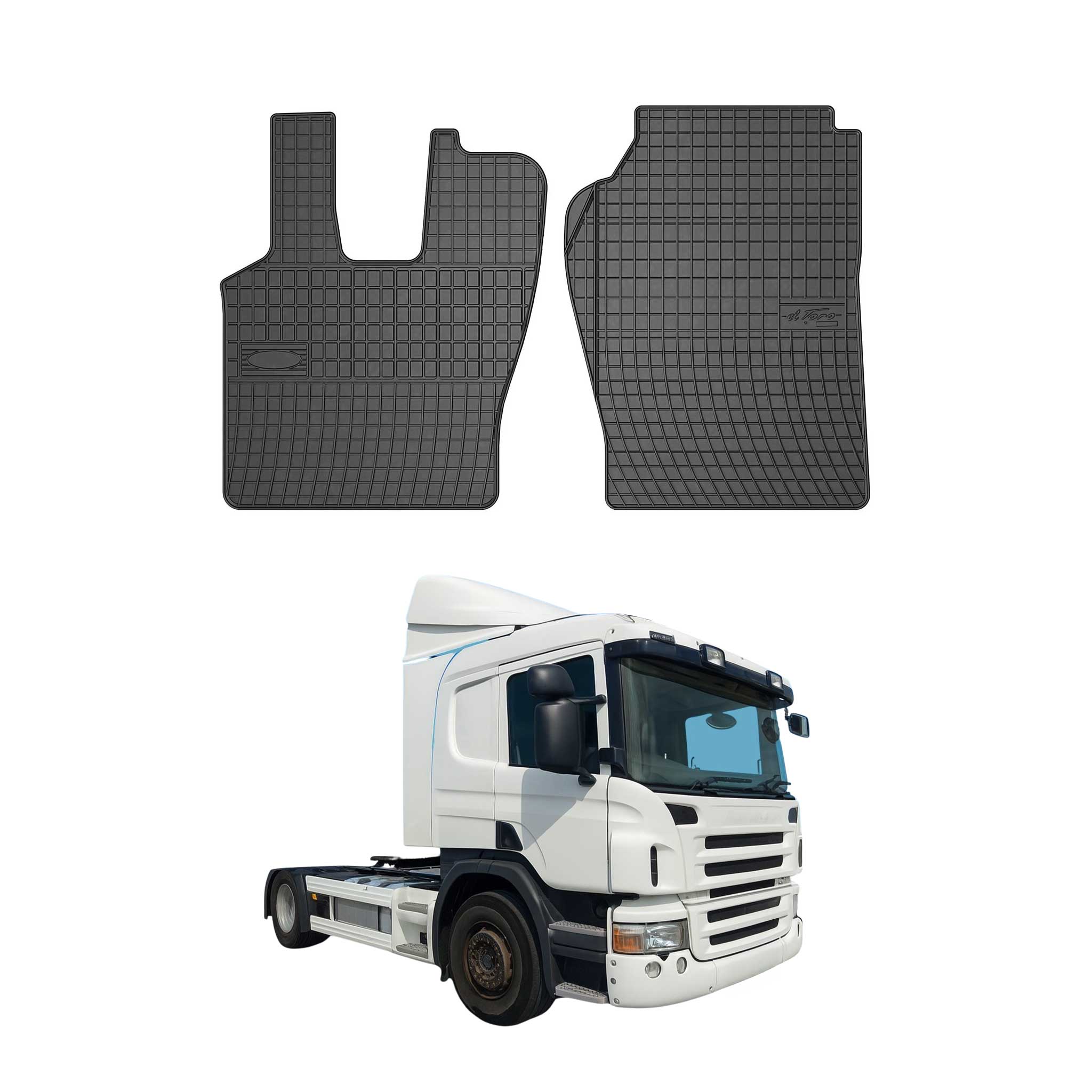 OMAC Gummi Fußmatten für Scania P 2004-2015 Automatten Gummi Schwarz 2tlg