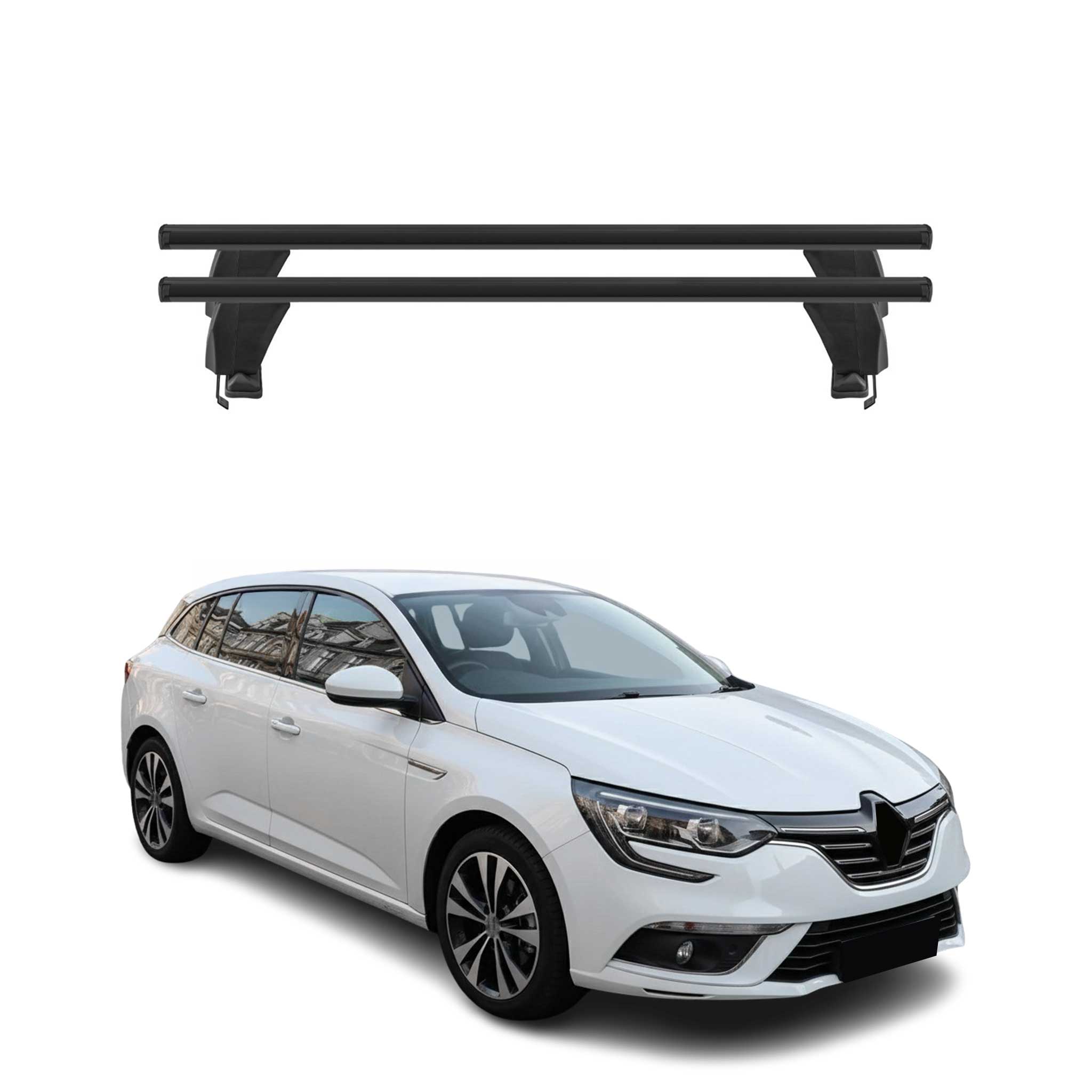 Menabo Dachträger für Renault Megane Gran Coupe 2016-2022 50kg Alu Schwarz 2x