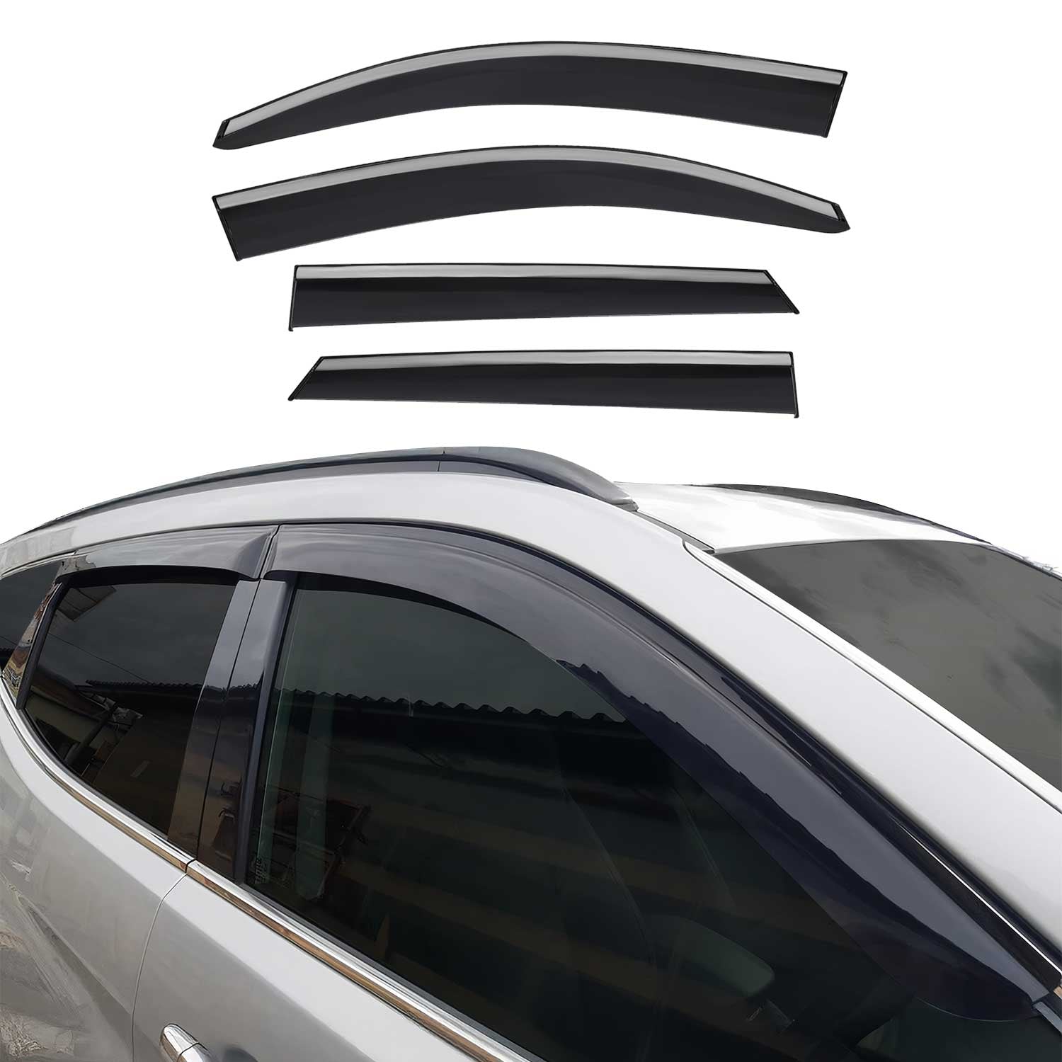 4x Windabweiser Regenabweiser für Hyundai Tucson 2015-2020 Dunkel Acryl