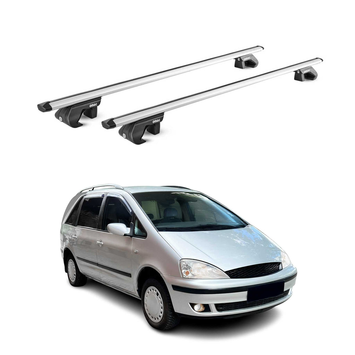 Dachträger Grundtäger für Ford Galaxy 1995-2006 5 tür 90kg Alu Silber 2 tlg ABE
