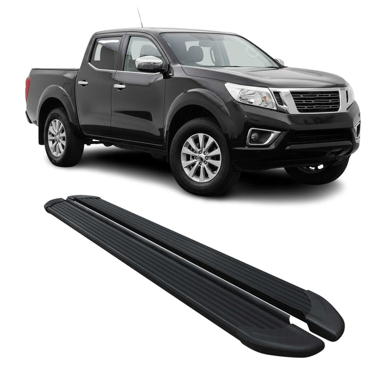 Trittbretter Seitenschutz für Nissan Navara D23 2015-25 DoubleCab Alu Schwarz 2x