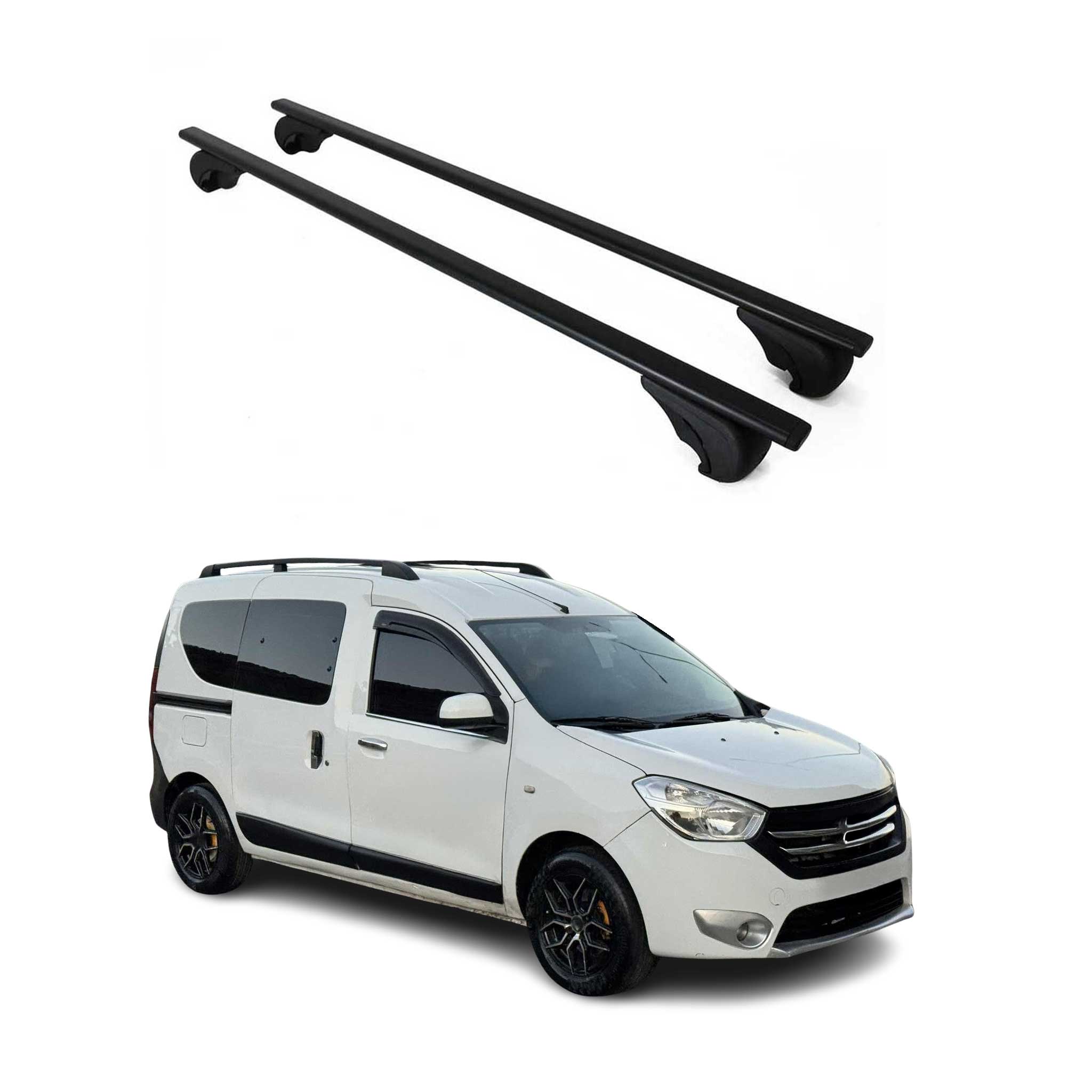 Dachträger Grundtäger für Dacia Dokker 2012-2021 75kg Metall Schwarz 2 tlg