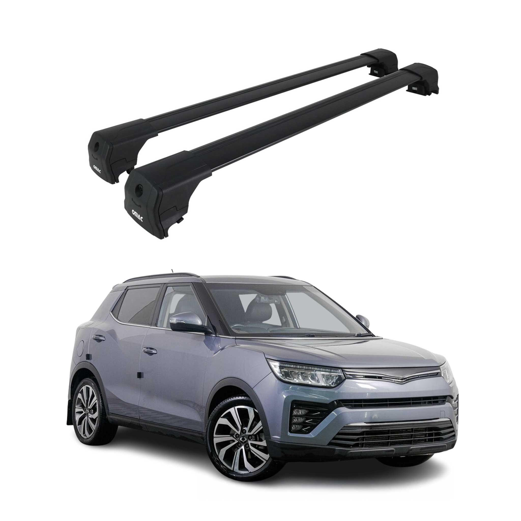 Dachträger Grundtäger für Ssangyong Tivoli 2015-2023 75kg Alu Schwarz 2 tlg