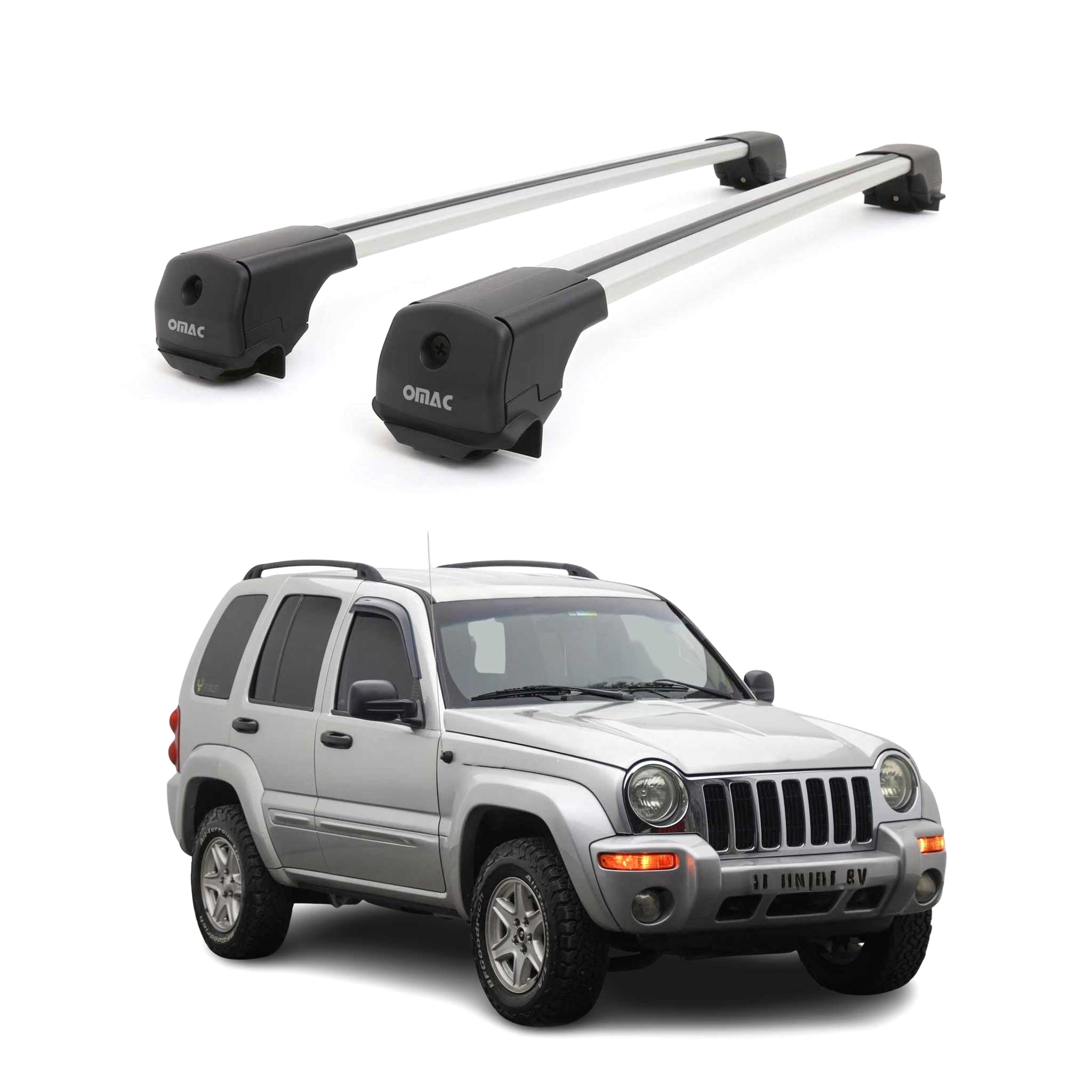 Dachträger Grundträger für Jeep Cherokee KJ 2002-2007 Aluminium 75kg Grau 2tlg