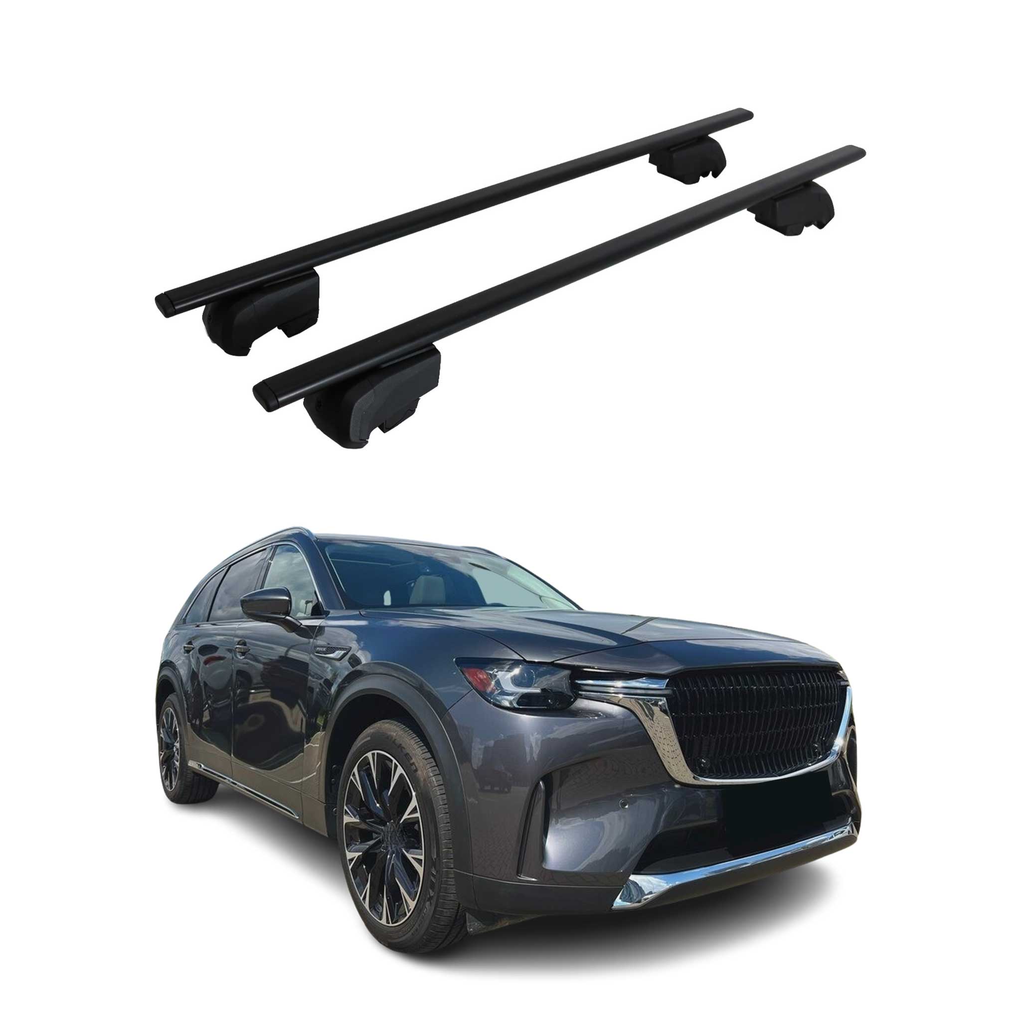 Dachträger Grundtäger für Mazda CX-90 2024-2026 75kg Metall Schwarz 2 tlg