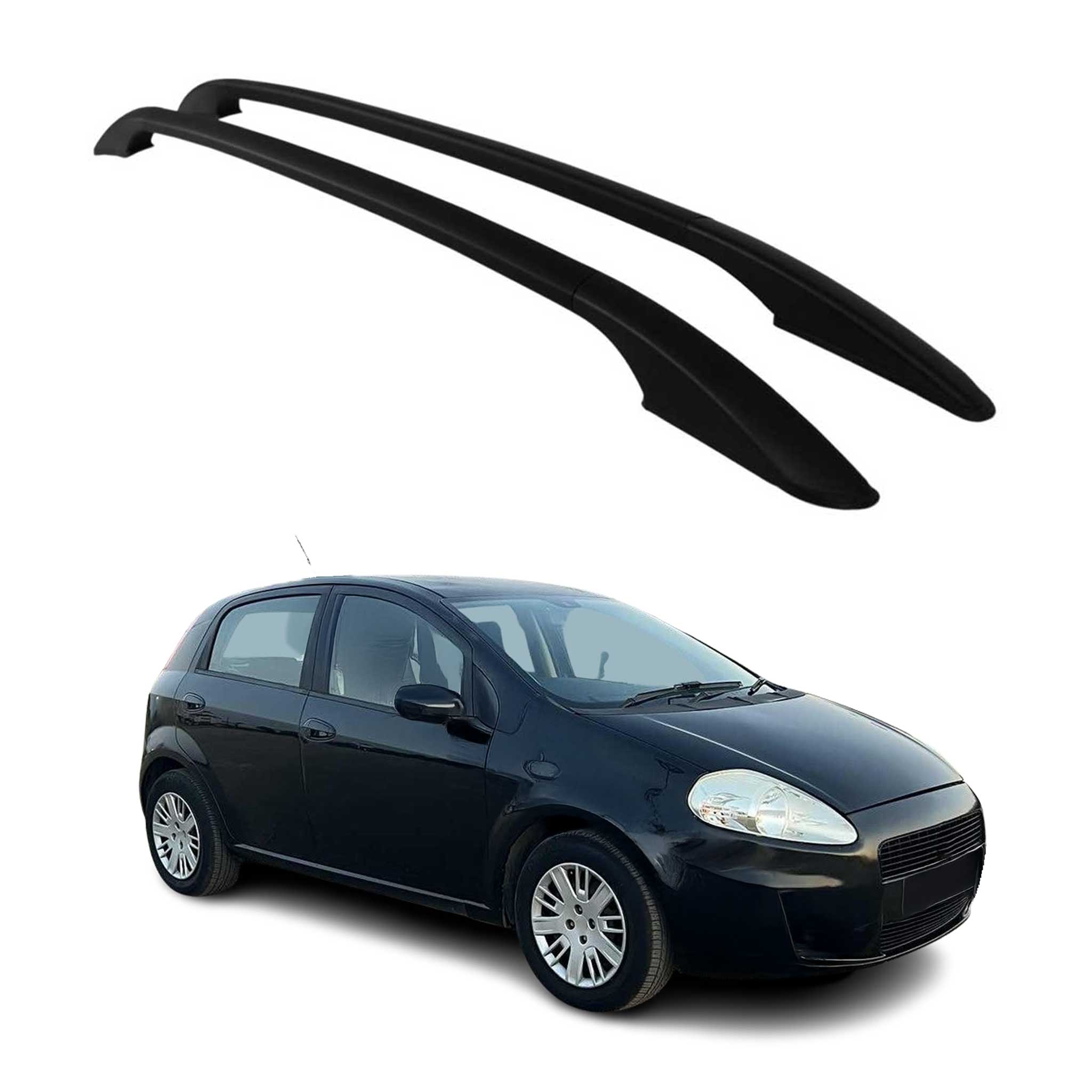 Aluminium Dachreling Relingträger für Fiat Grande Punto 2005-2009 Schwarz 2x