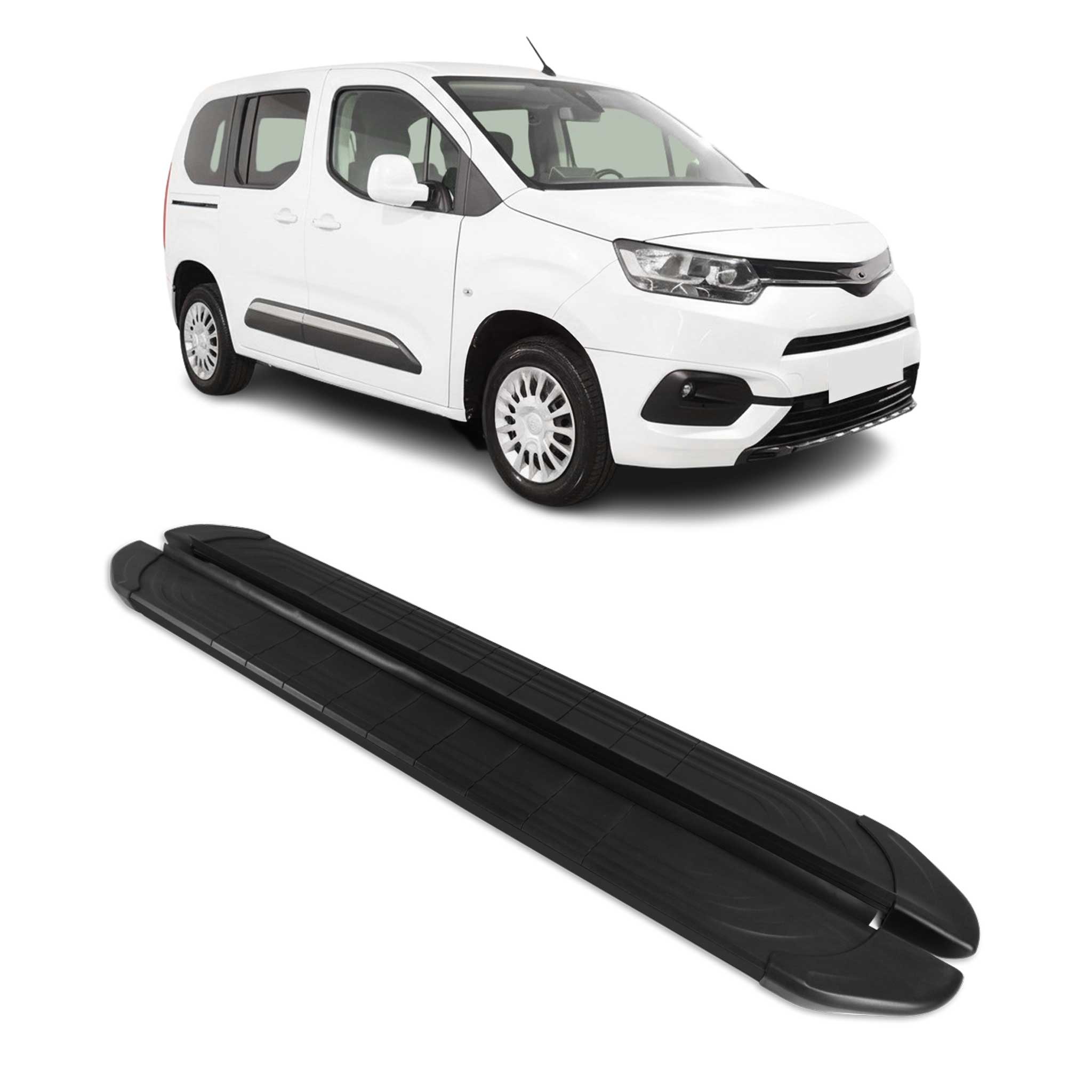 Trittbretter Seitenschweller für Toyota Proace City 2019-26 Kombi L1 Schwarz Alu