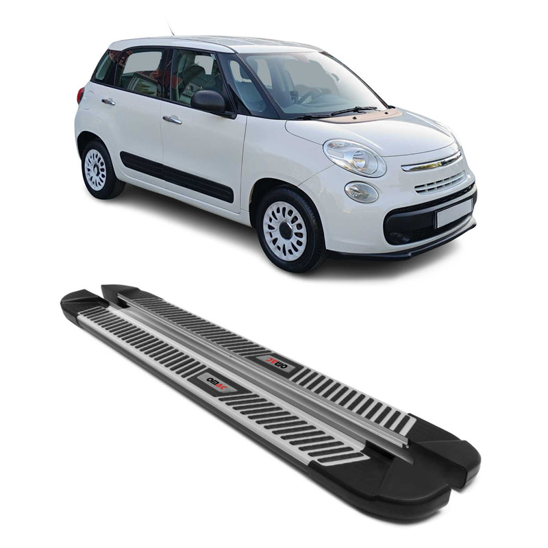 Trittbretter Seitenbretter Seitenschweller für Fiat 500L 2013-2024 Alu Schwarz