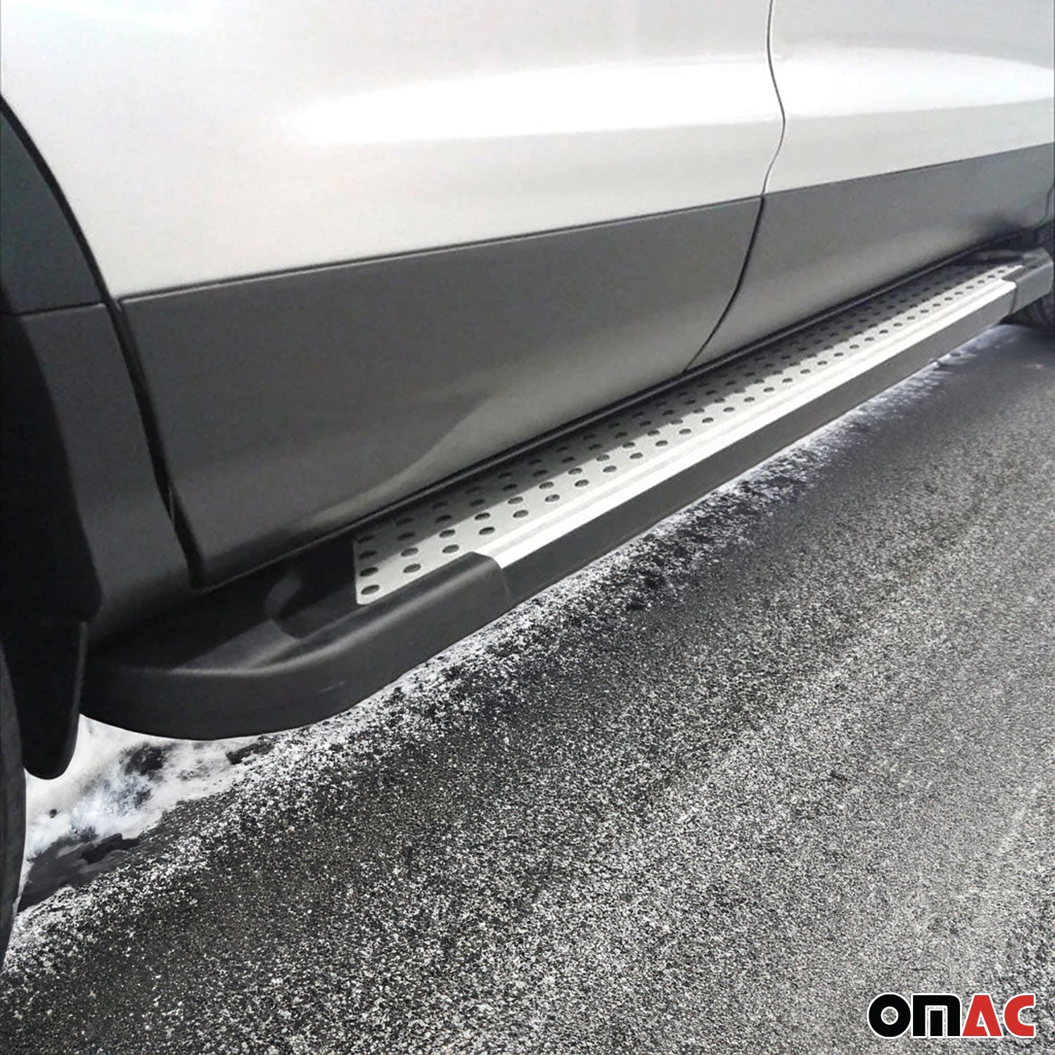Seitenbretter Trittbretter Schweller für Fiat Doblo 2000-10 L2 Silber-Schwarz 2x